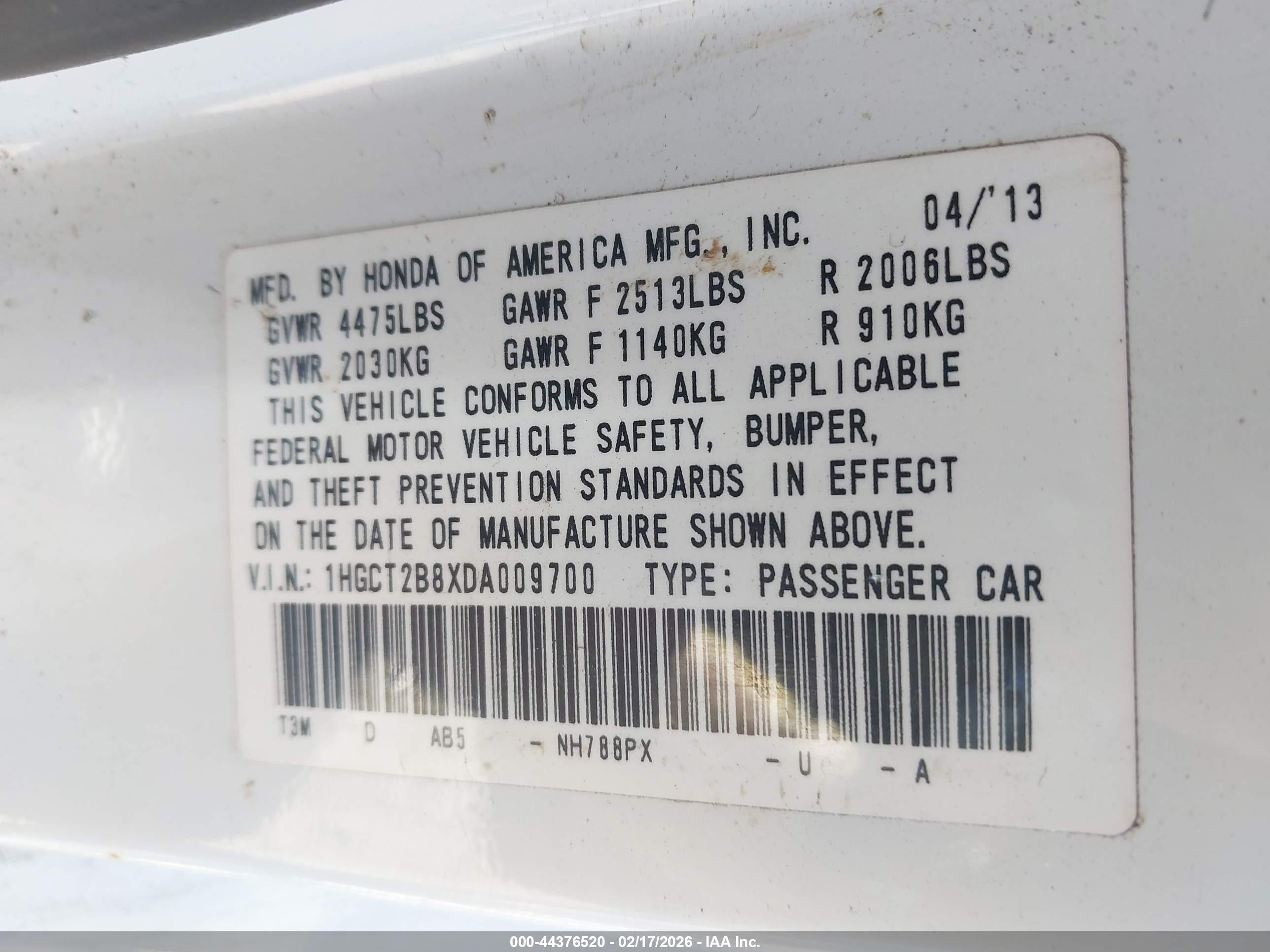2013 Honda Accord Ex-l V-6 White vin: 1HGCT2B8XDA009700