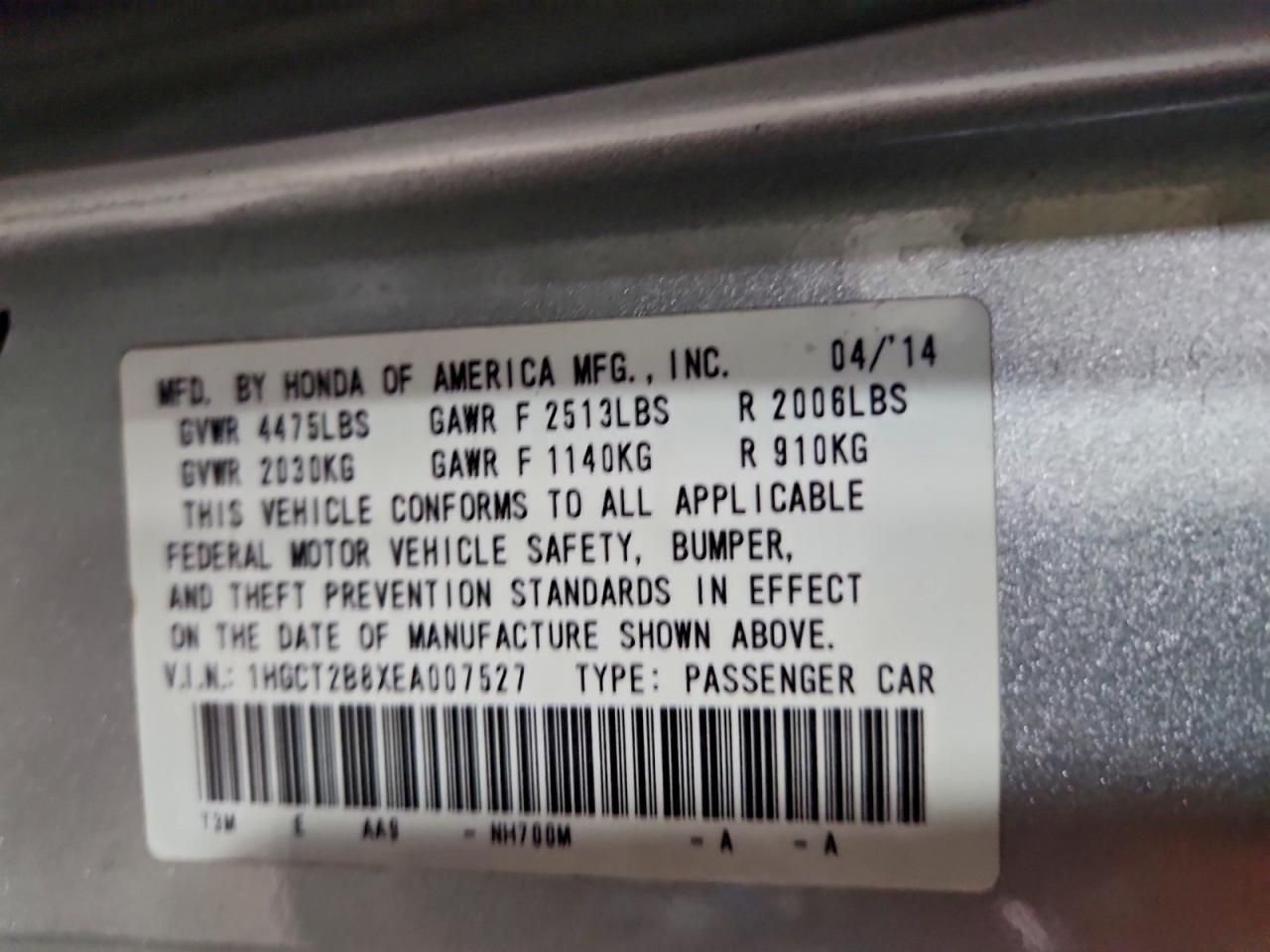2014 Honda Accord Exl Silver vin: 1HGCT2B8XEA007527