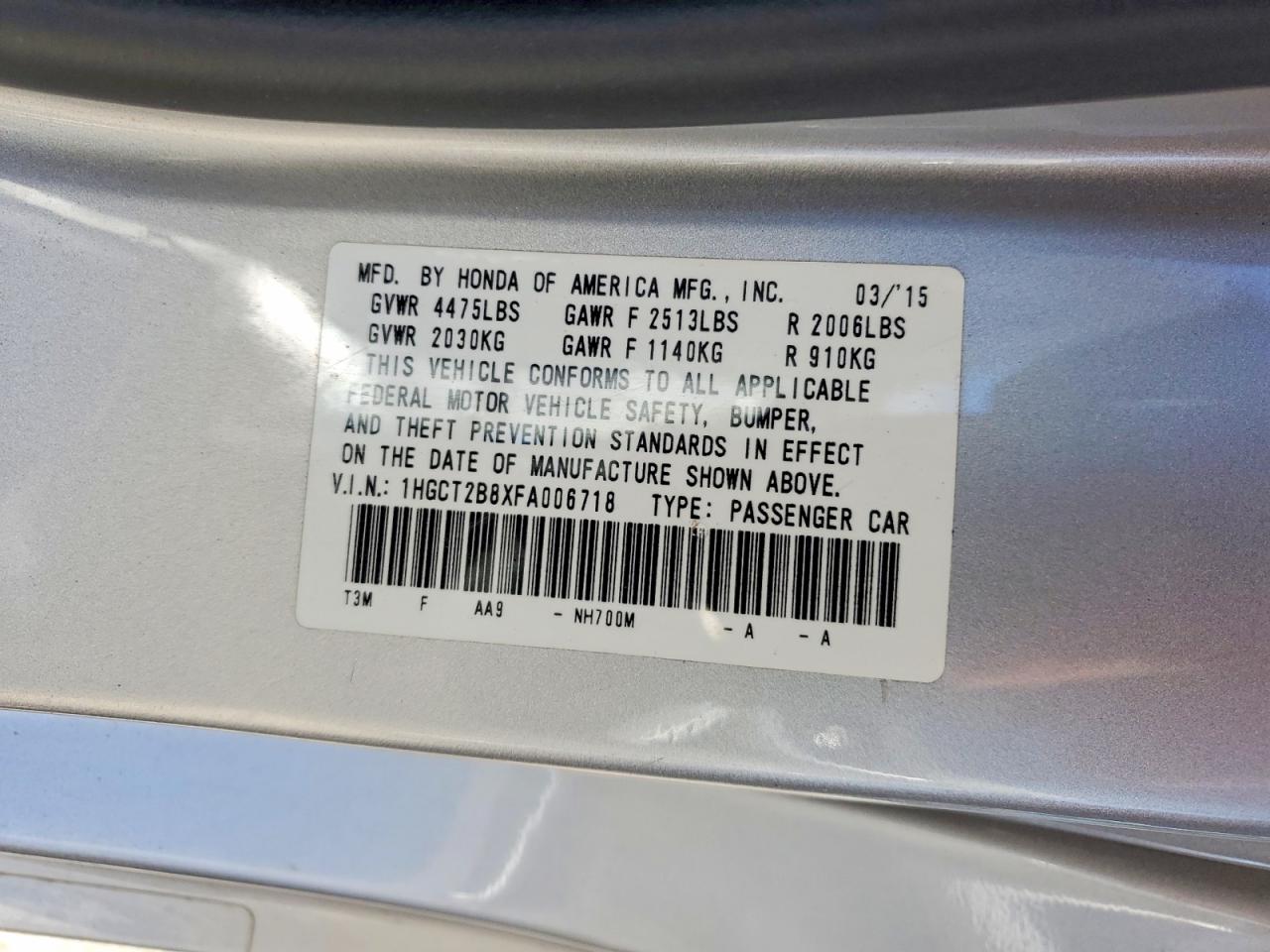 2015 Honda Accord Exl Silver vin: 1HGCT2B8XFA006718