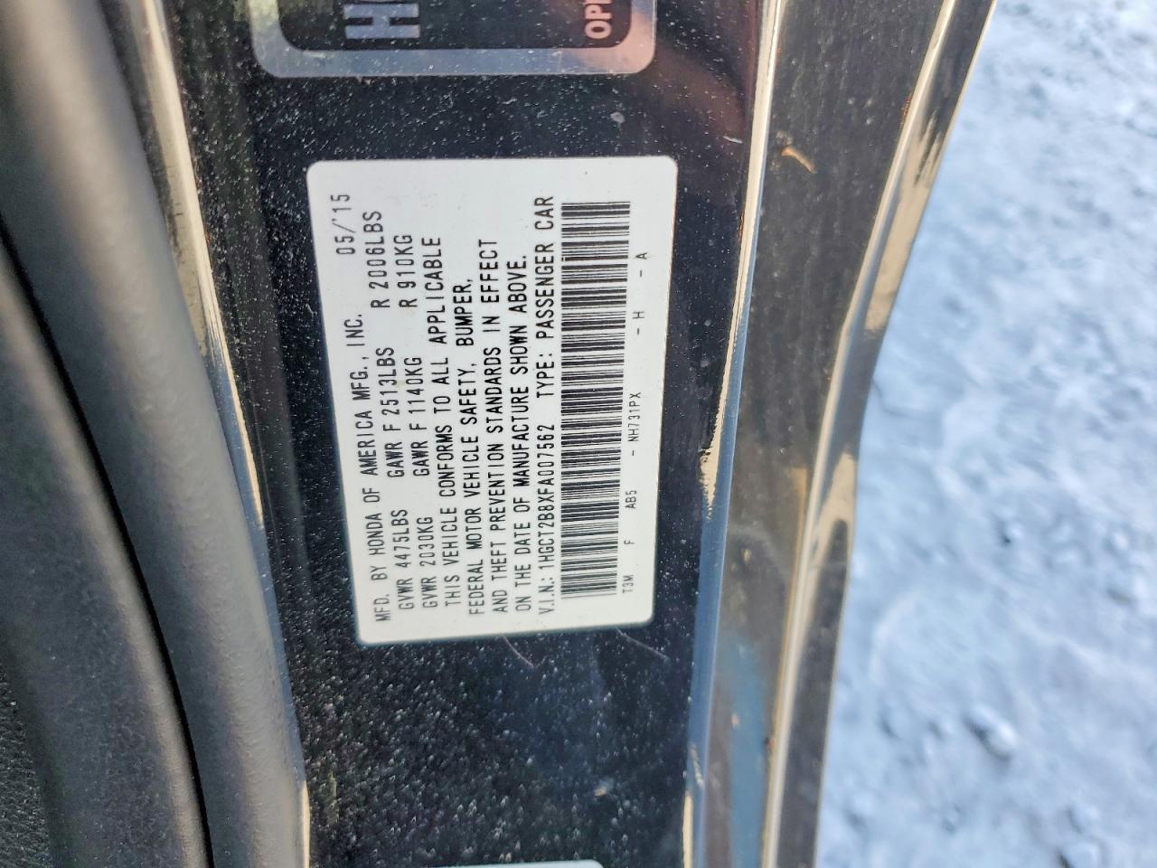 2015 Honda Accord Exl Черный vin: 1HGCT2B8XFA007562