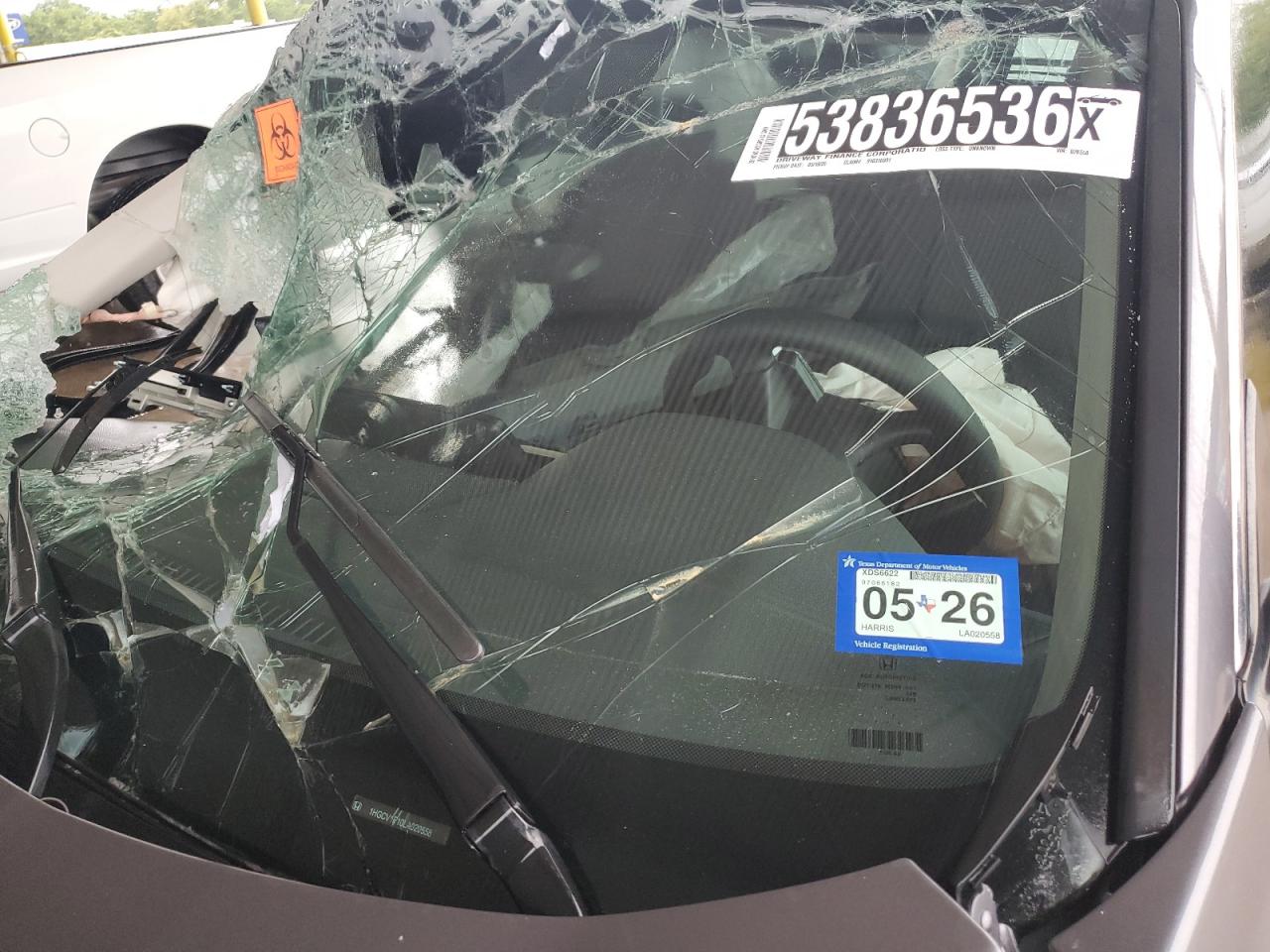 2020 Honda Accord Lx Gray vin: 1HGCV1F10LA020558 Damage: Windshield, Broken, Replacement Required