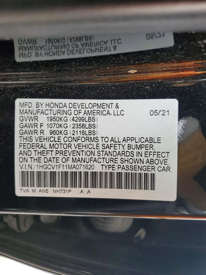 2021 Honda Accord Lx Black vin: 1HGCV1F11MA071620