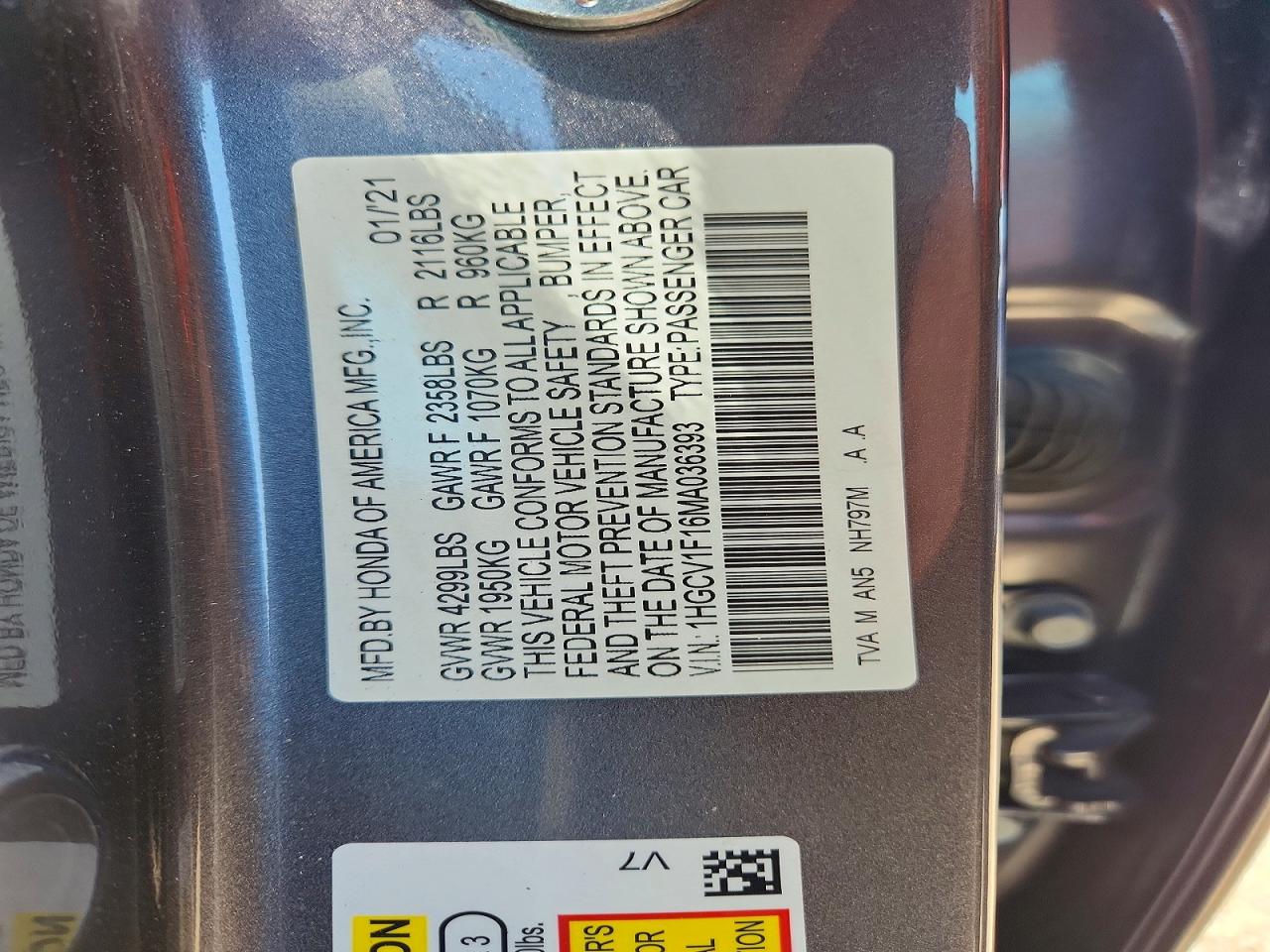 2021 Honda Accord Lx Gray vin: 1HGCV1F16MA036393