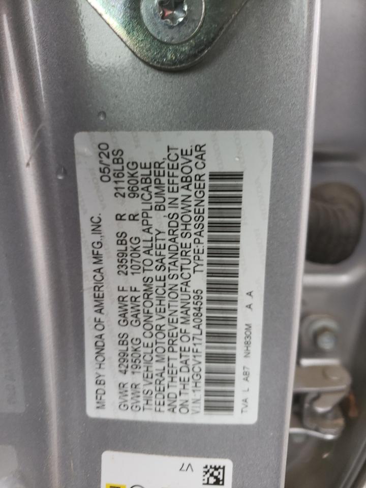 2020 Honda Accord Lx Gray vin: 1HGCV1F17LA084595