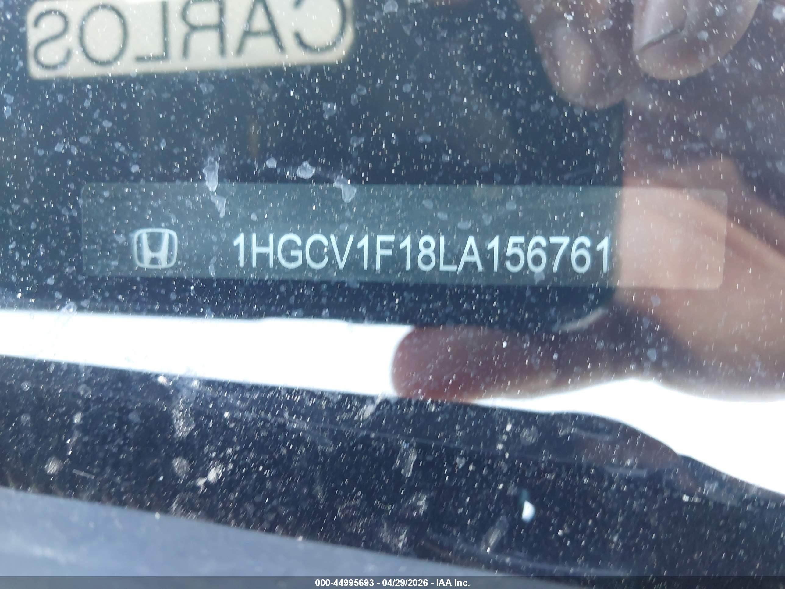 2020 Honda Accord Lx Black vin: 1HGCV1F18LA156761