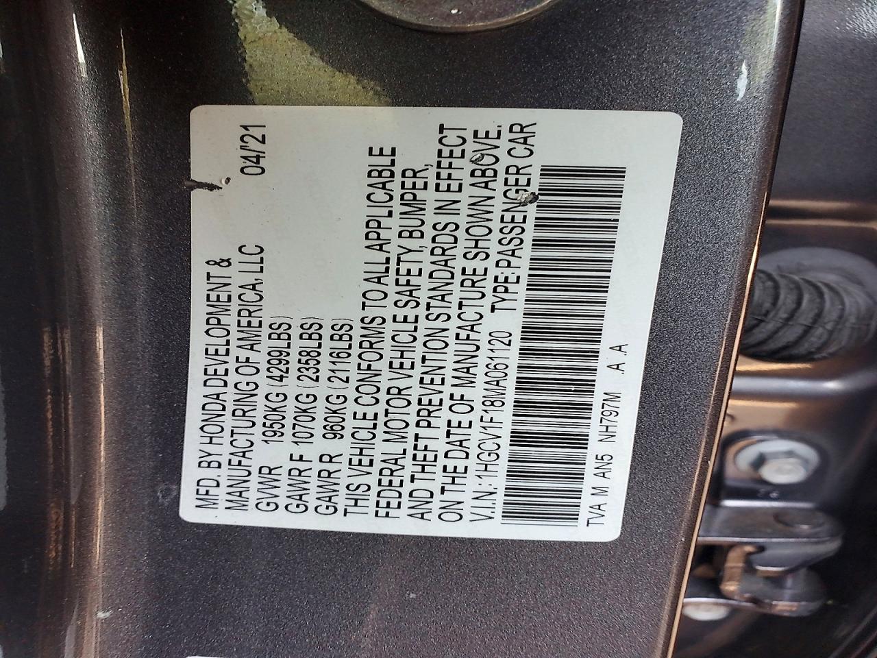 2021 Honda Accord Lx Gray vin: 1HGCV1F18MA061120