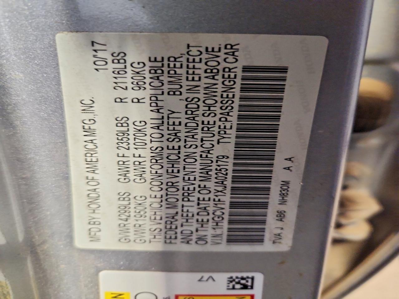 2018 Honda Accord Lx Silver vin: 1HGCV1F1XJA025179