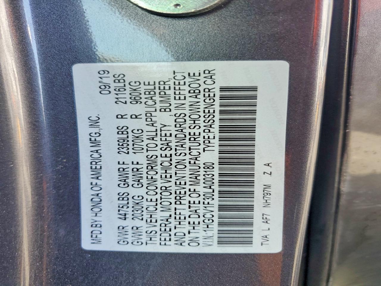 2020 Honda Accord Sport Charcoal vin: 1HGCV1F30LA003180