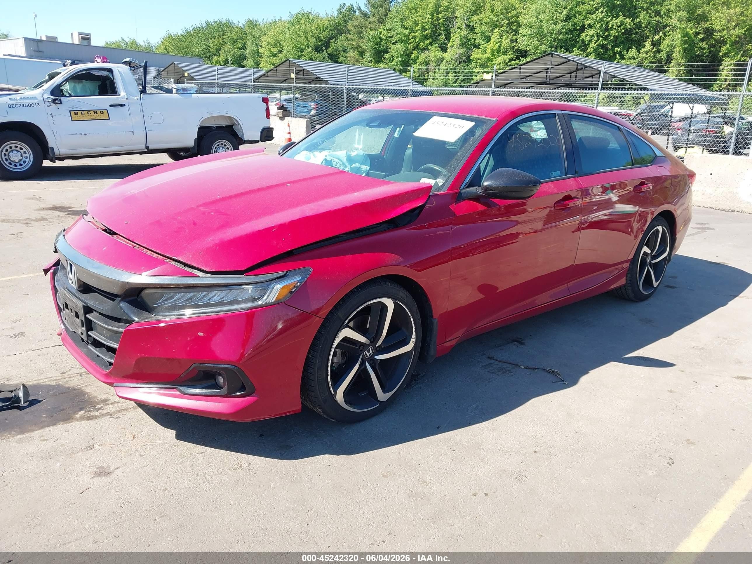 2022 Honda Accord Sport Red vin: 1HGCV1F30NA024677
