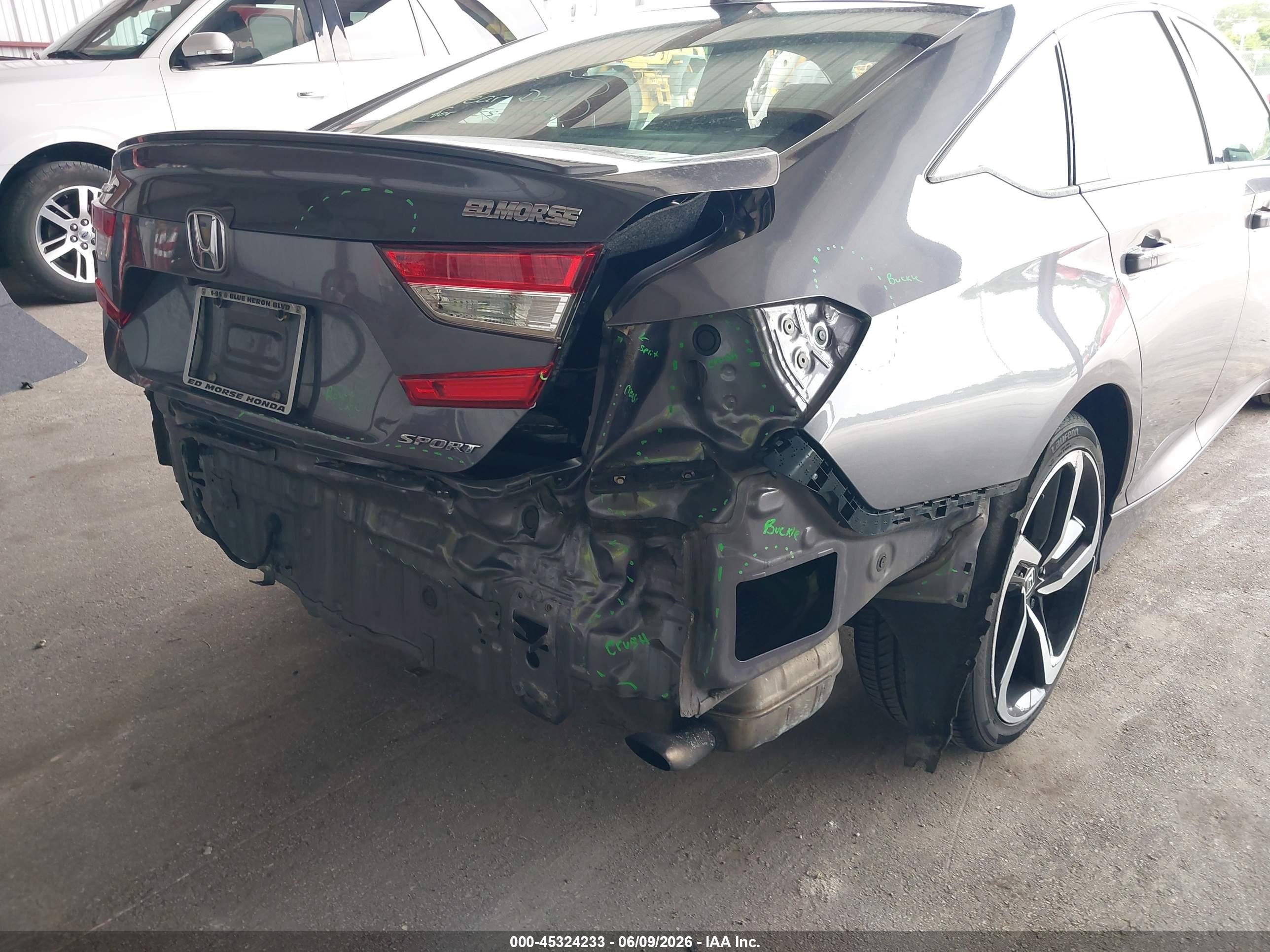 2019 Honda Accord Sport Серый vin: 1HGCV1F31KA153295