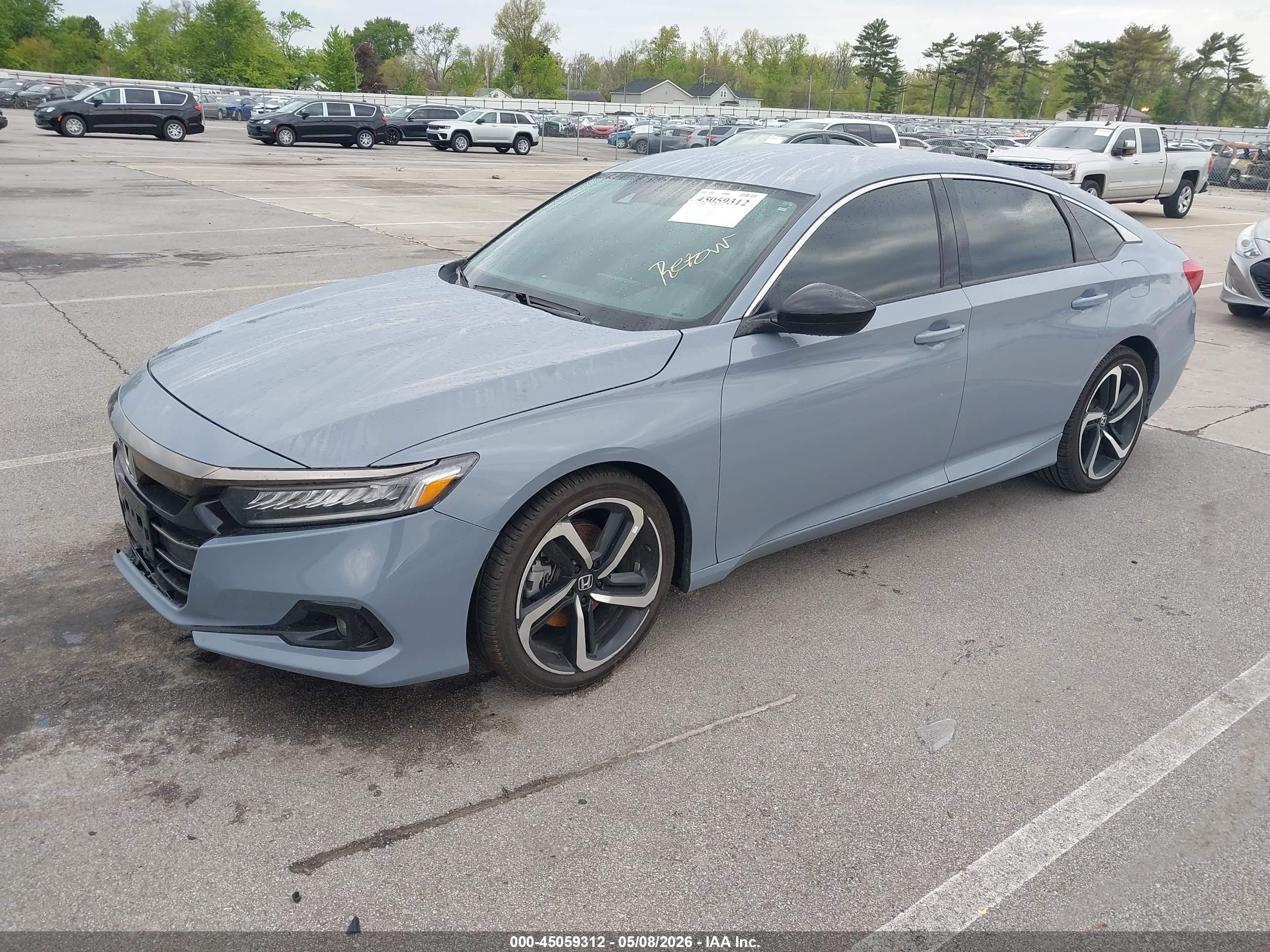 2022 Honda Accord Sport Синий vin: 1HGCV1F31NA062399