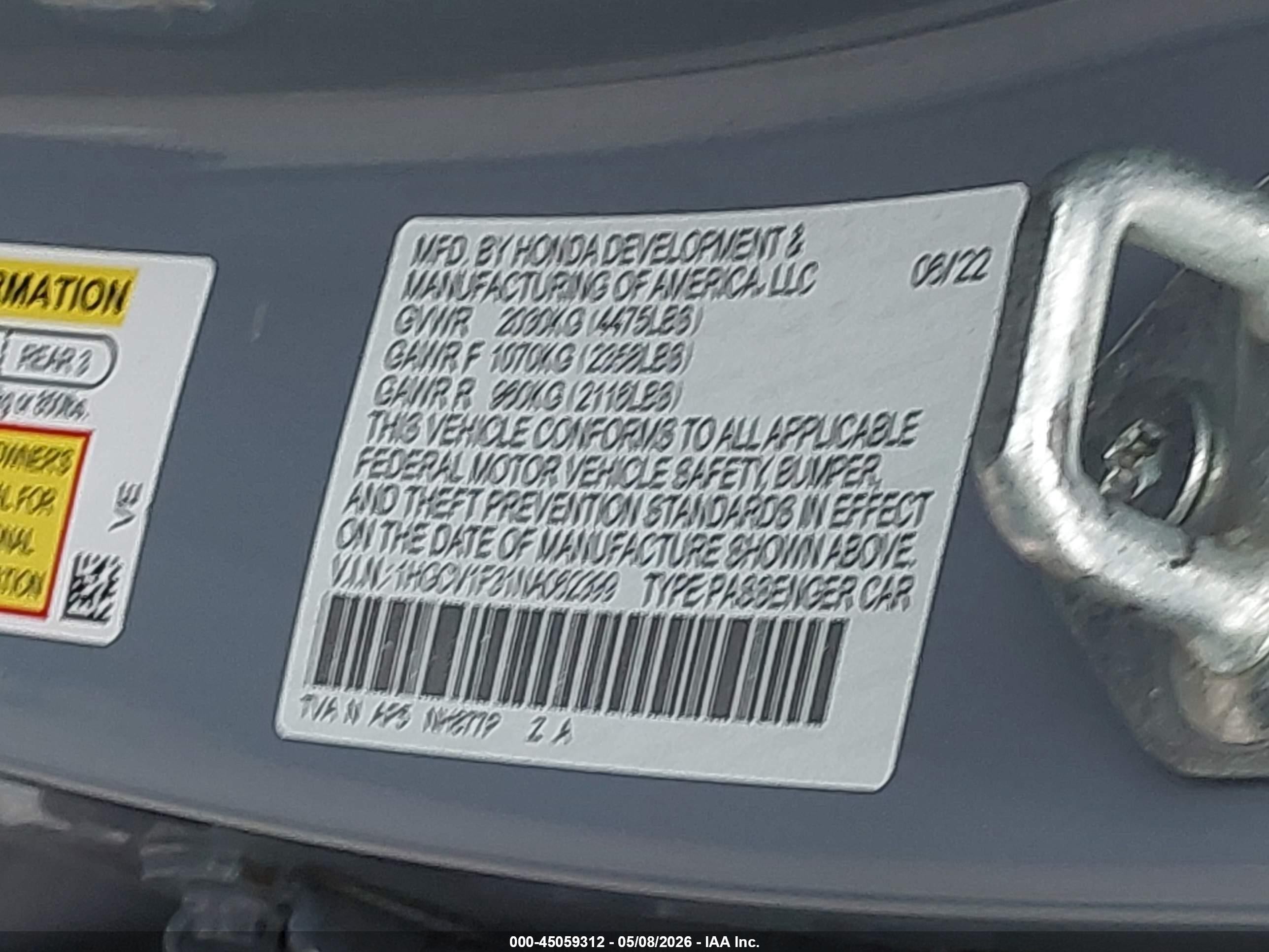 2022 Honda Accord Sport Синий vin: 1HGCV1F31NA062399