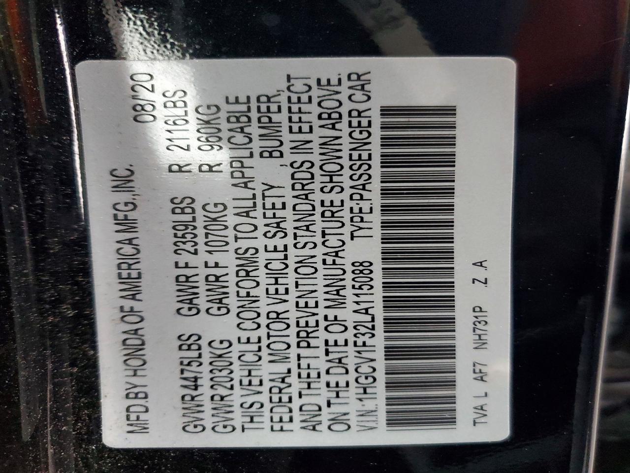 2020 Honda Accord Sport Black vin: 1HGCV1F32LA115088