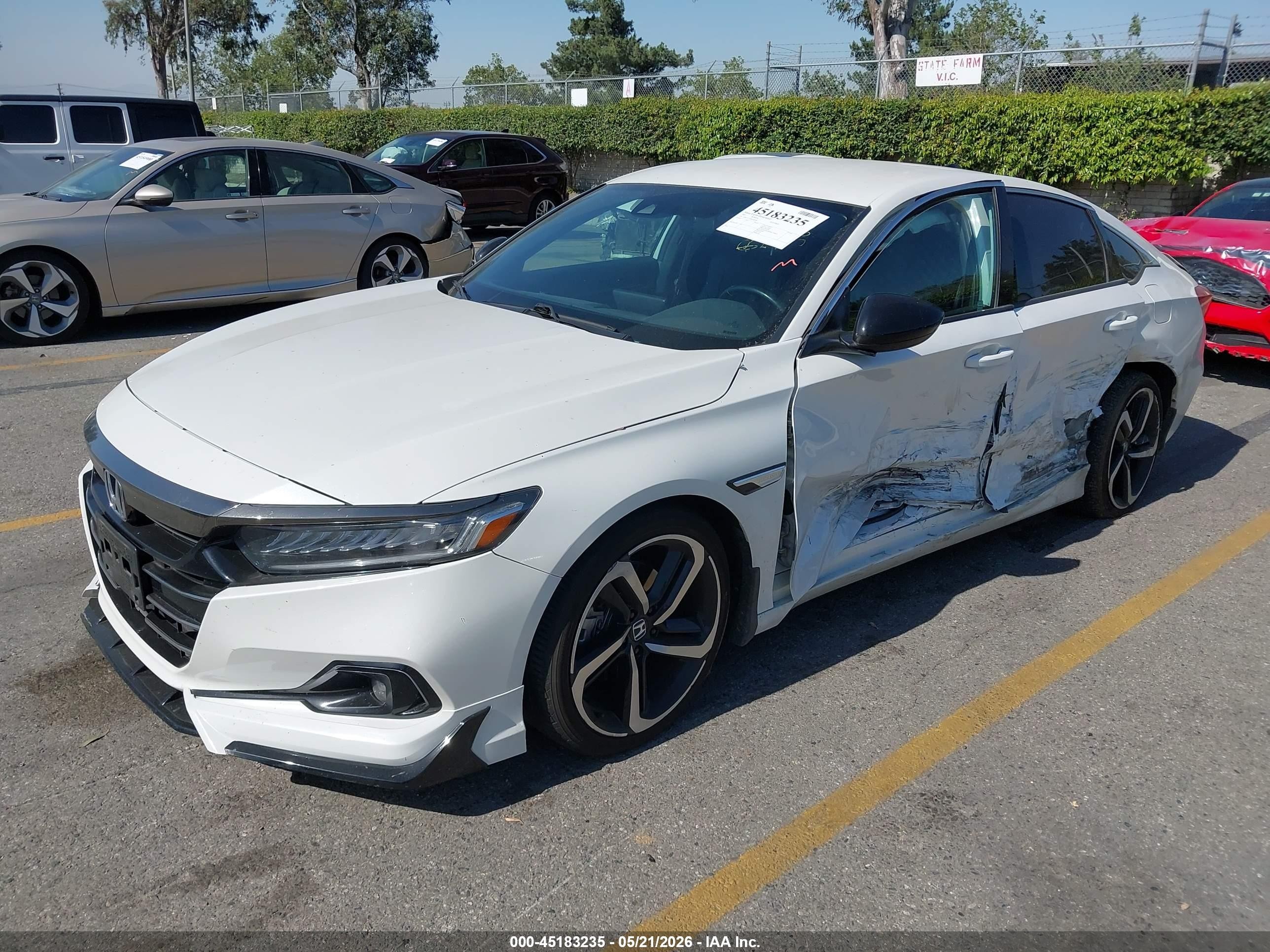 2021 Honda Accord Sport White vin: 1HGCV1F32MA046940