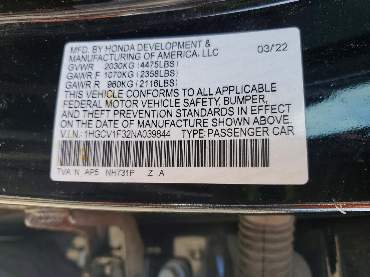 2022 Honda Accord Sport Black vin: 1HGCV1F32NA039844
