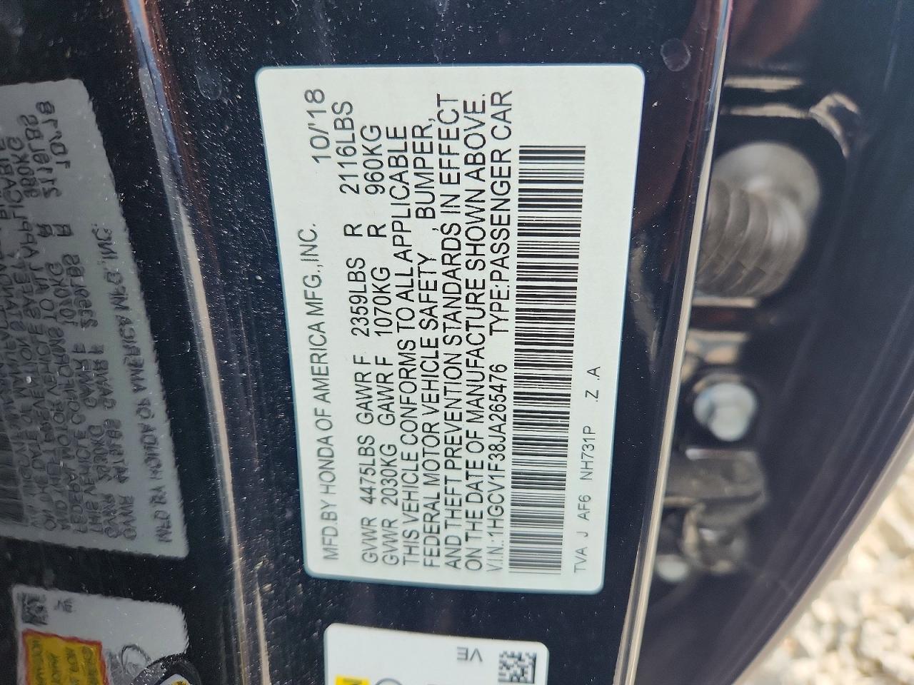 2018 Honda Accord Sport Black vin: 1HGCV1F38JA265476