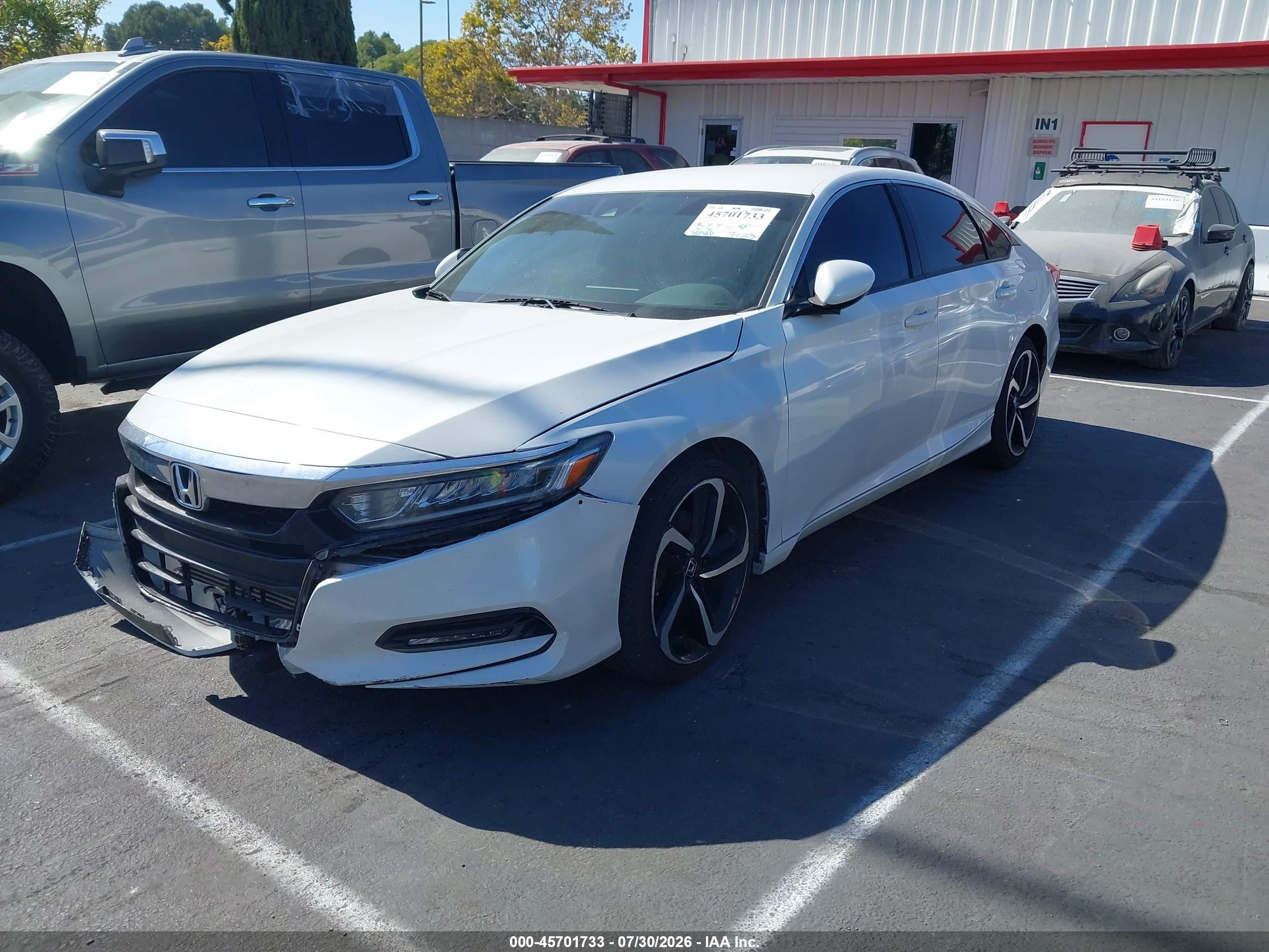 2019 Honda Accord Sport White vin: 1HGCV1F38KA035552