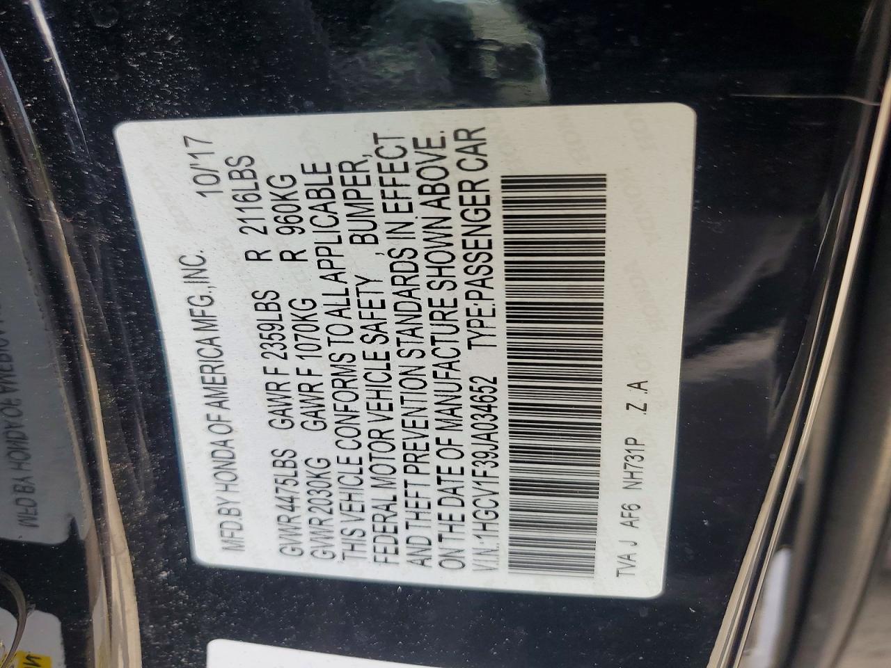 2018 Honda Accord Sport Black vin: 1HGCV1F39JA034652