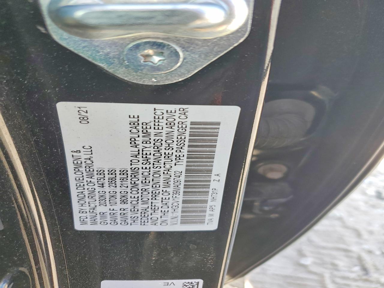 2021 Honda Accord Sport Black vin: 1HGCV1F39MA097402