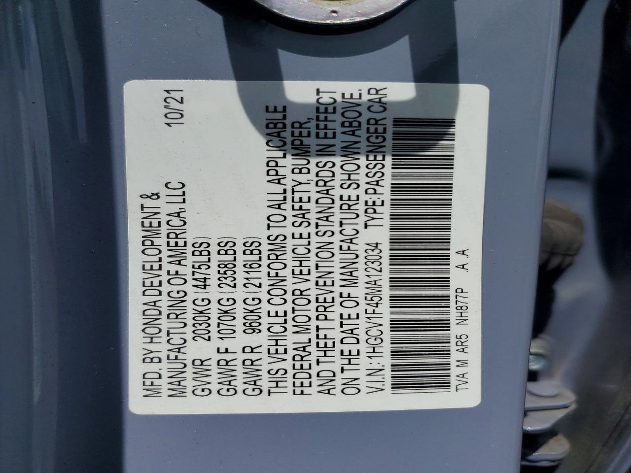 2021 Honda Accord Sport Se Silver vin: 1HGCV1F45MA123034