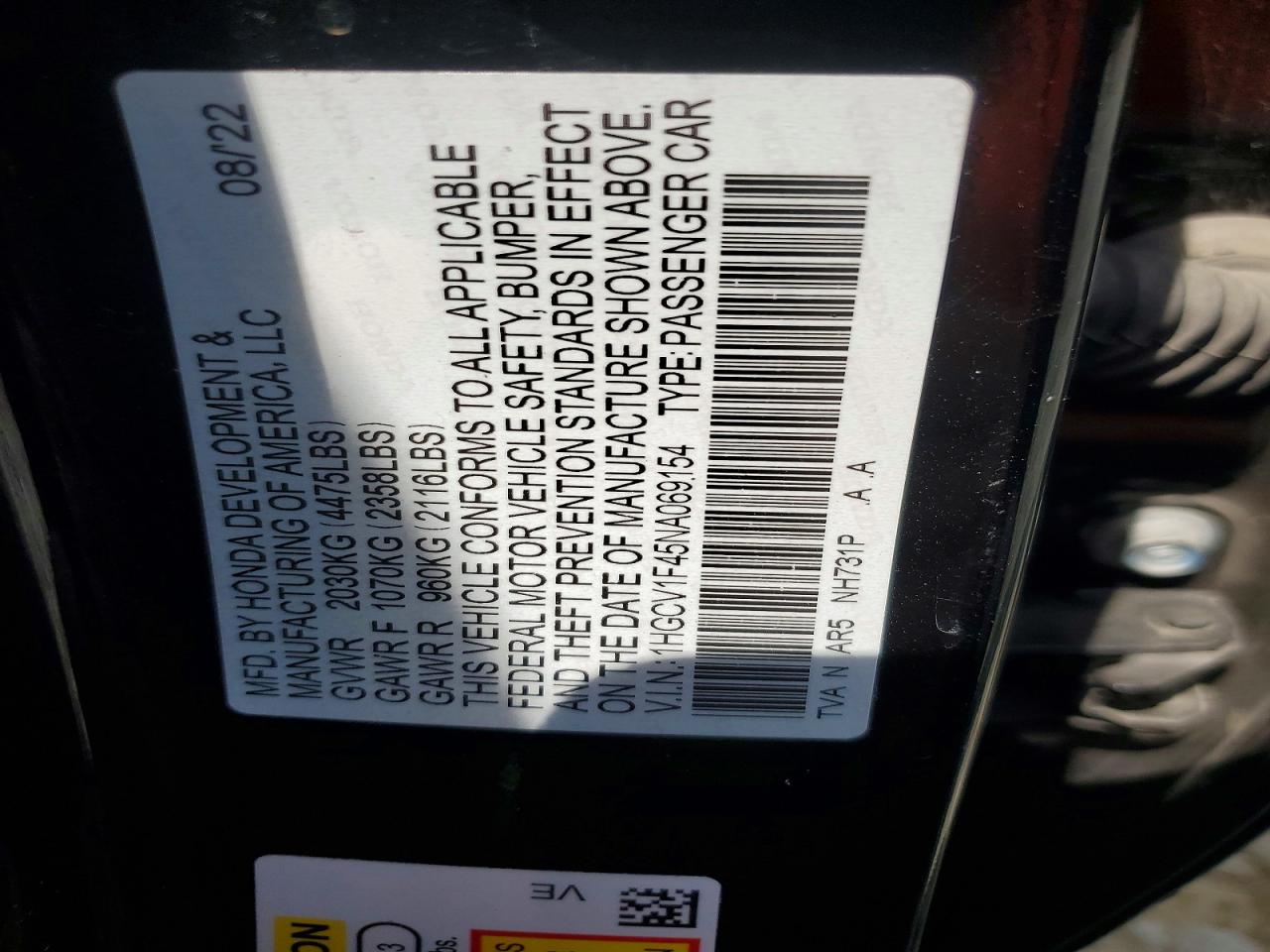 2022 Honda Accord Sport Se Черный vin: 1HGCV1F45NA069154