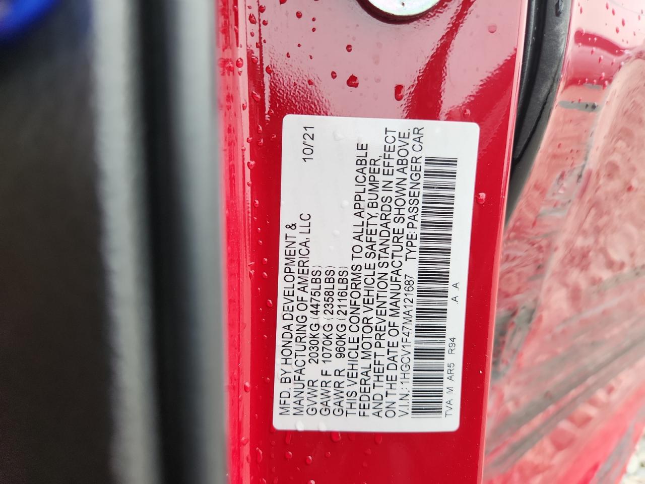 2021 Honda Accord Sport Se Red vin: 1HGCV1F47MA121687