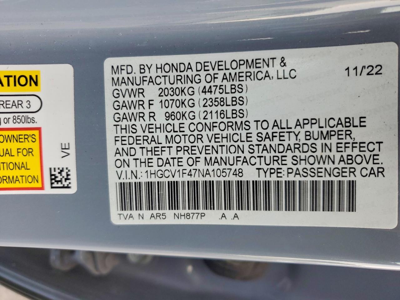 2022 Honda Accord Sport Se Blue vin: 1HGCV1F47NA105748