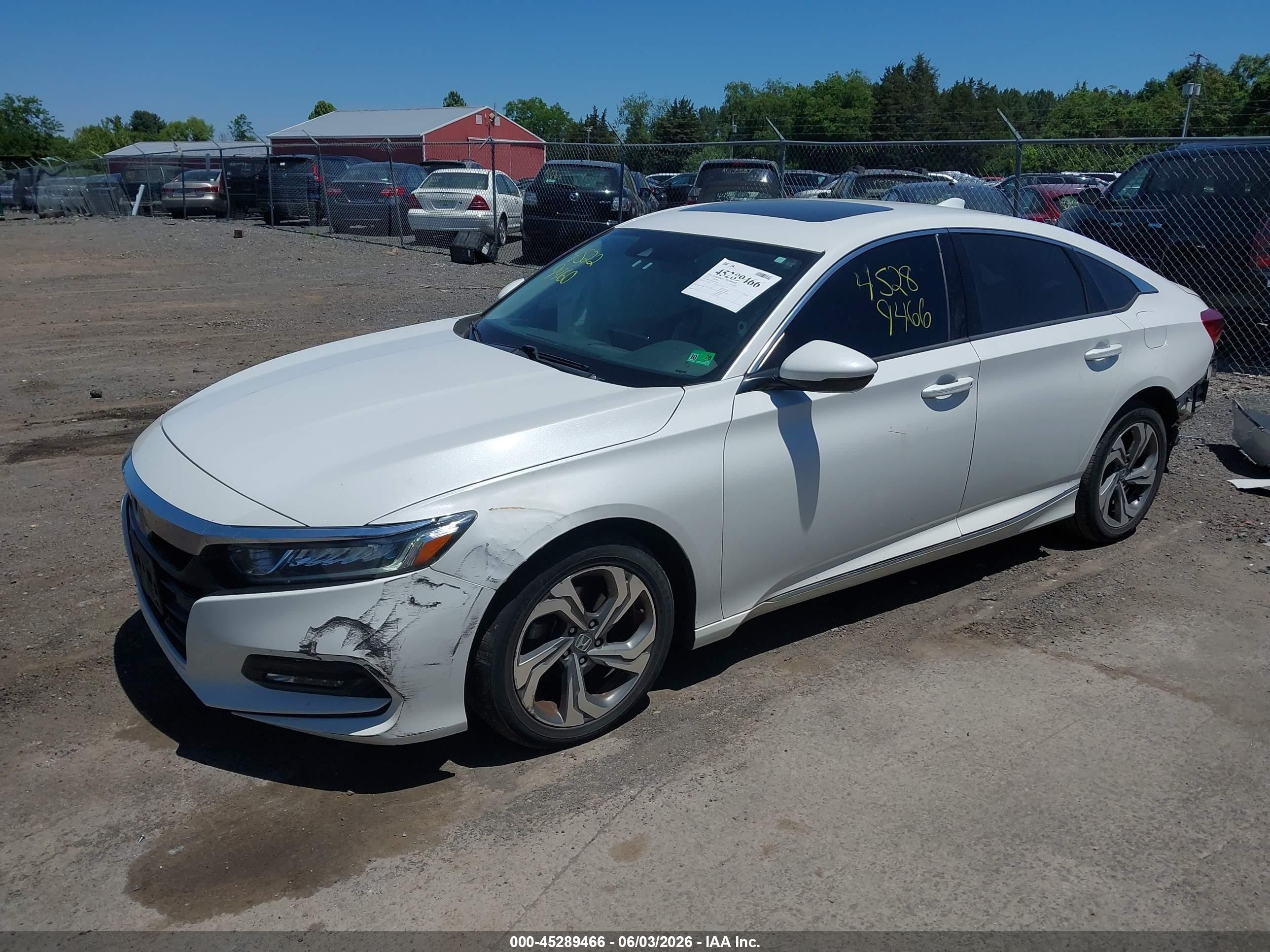 2019 Honda Accord Ex-l 1.5t White vin: 1HGCV1F52KA147166