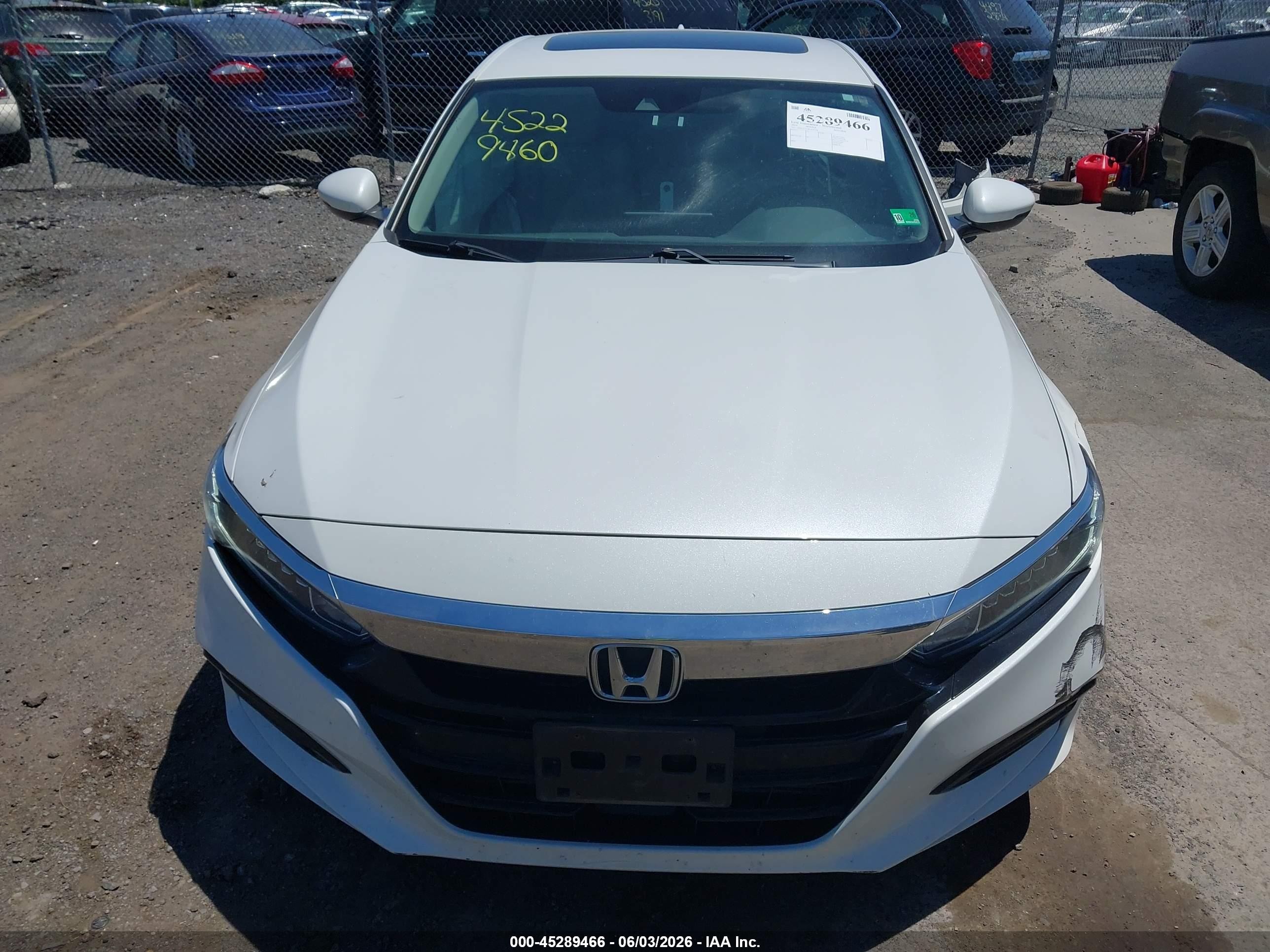 2019 Honda Accord Ex-l 1.5t White vin: 1HGCV1F52KA147166
