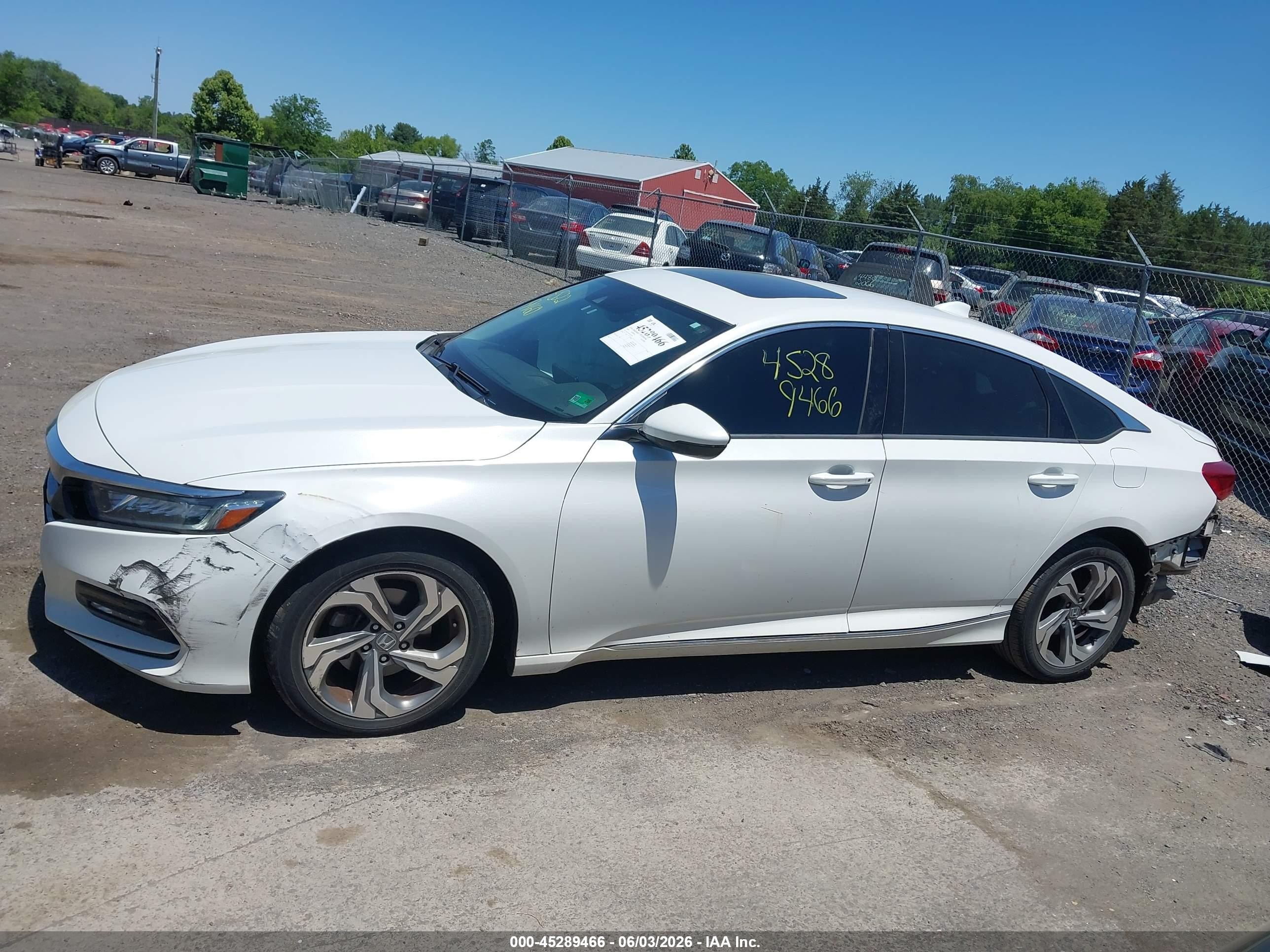 2019 Honda Accord Ex-l 1.5t White vin: 1HGCV1F52KA147166