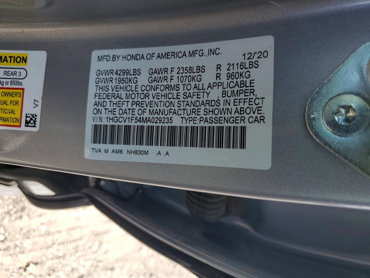 2021 Honda Accord Exl Silver vin: 1HGCV1F54MA029235