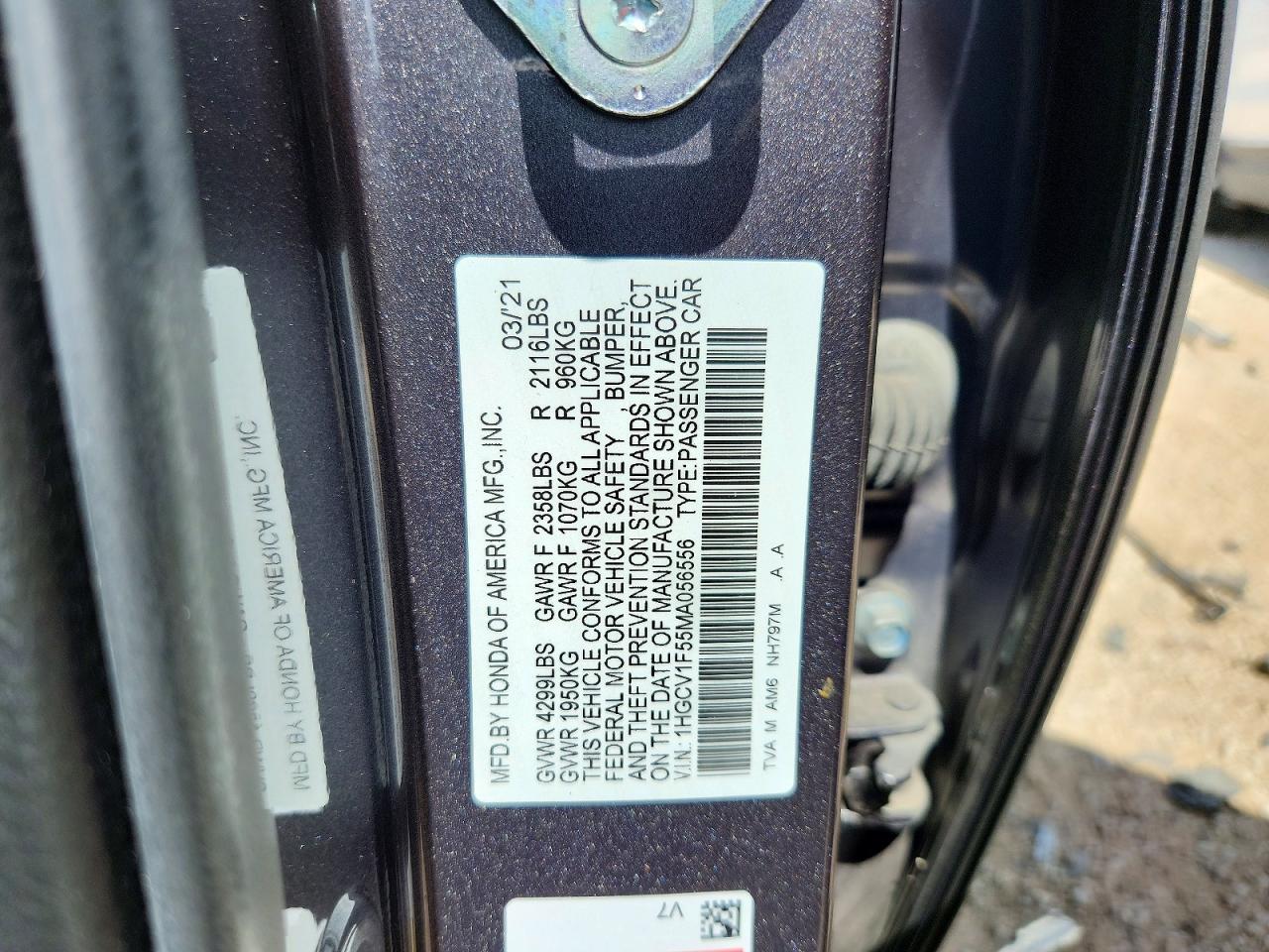 2021 Honda Accord Exl Silver vin: 1HGCV1F55MA056556