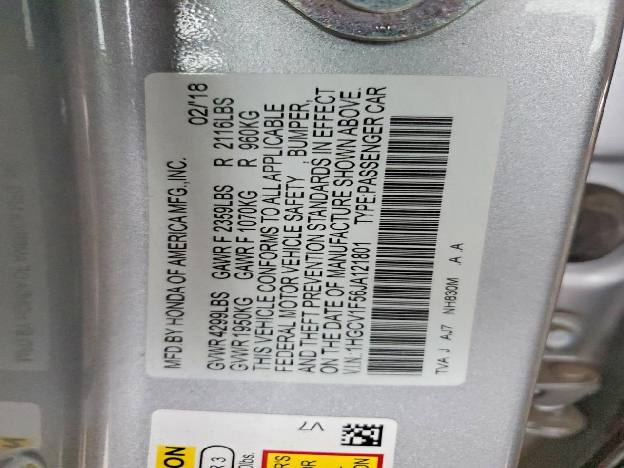 2018 Honda Accord Exl Silver vin: 1HGCV1F56JA121801