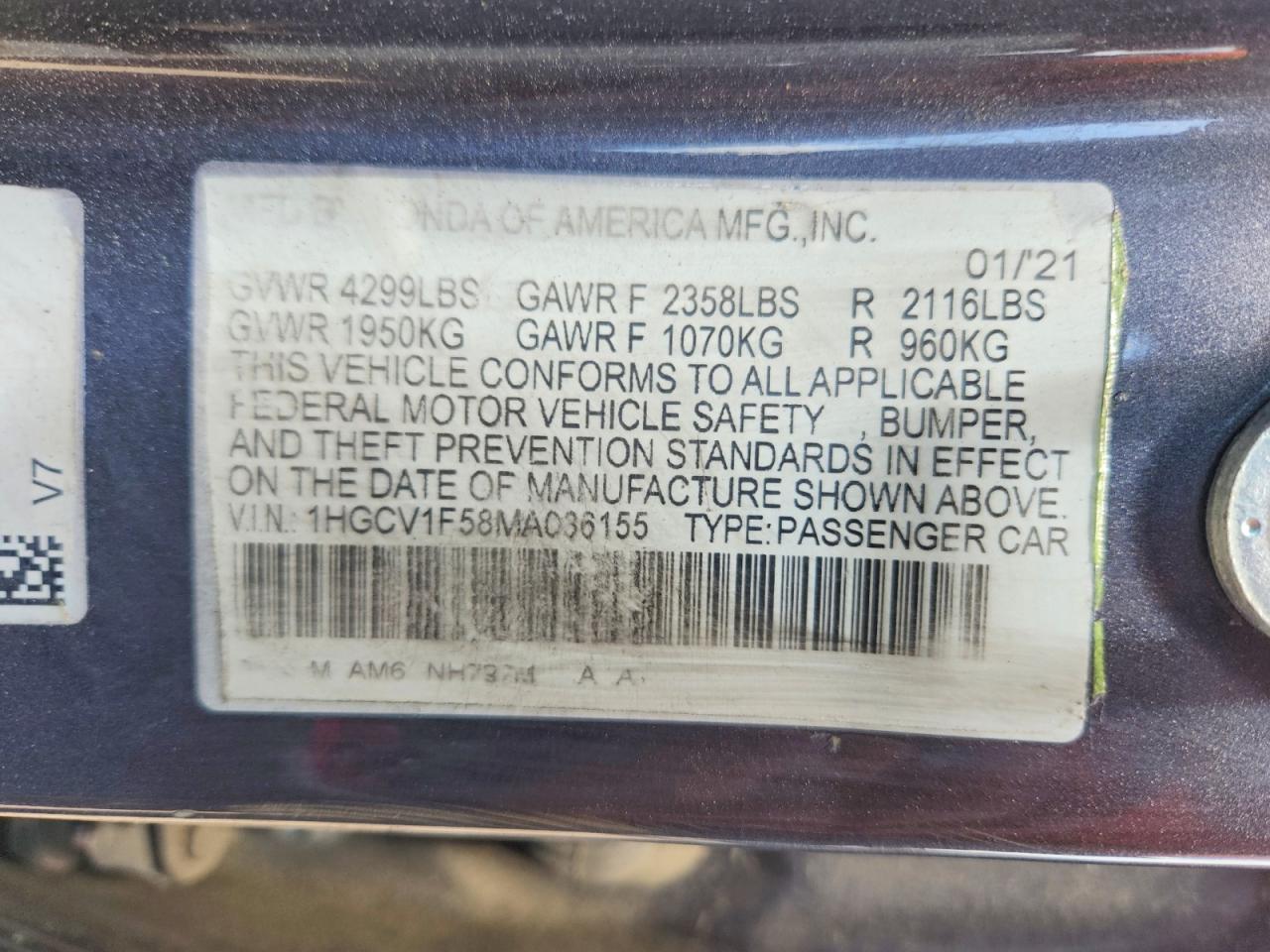 2021 Honda Accord Exl Gray vin: 1HGCV1F58MA036155