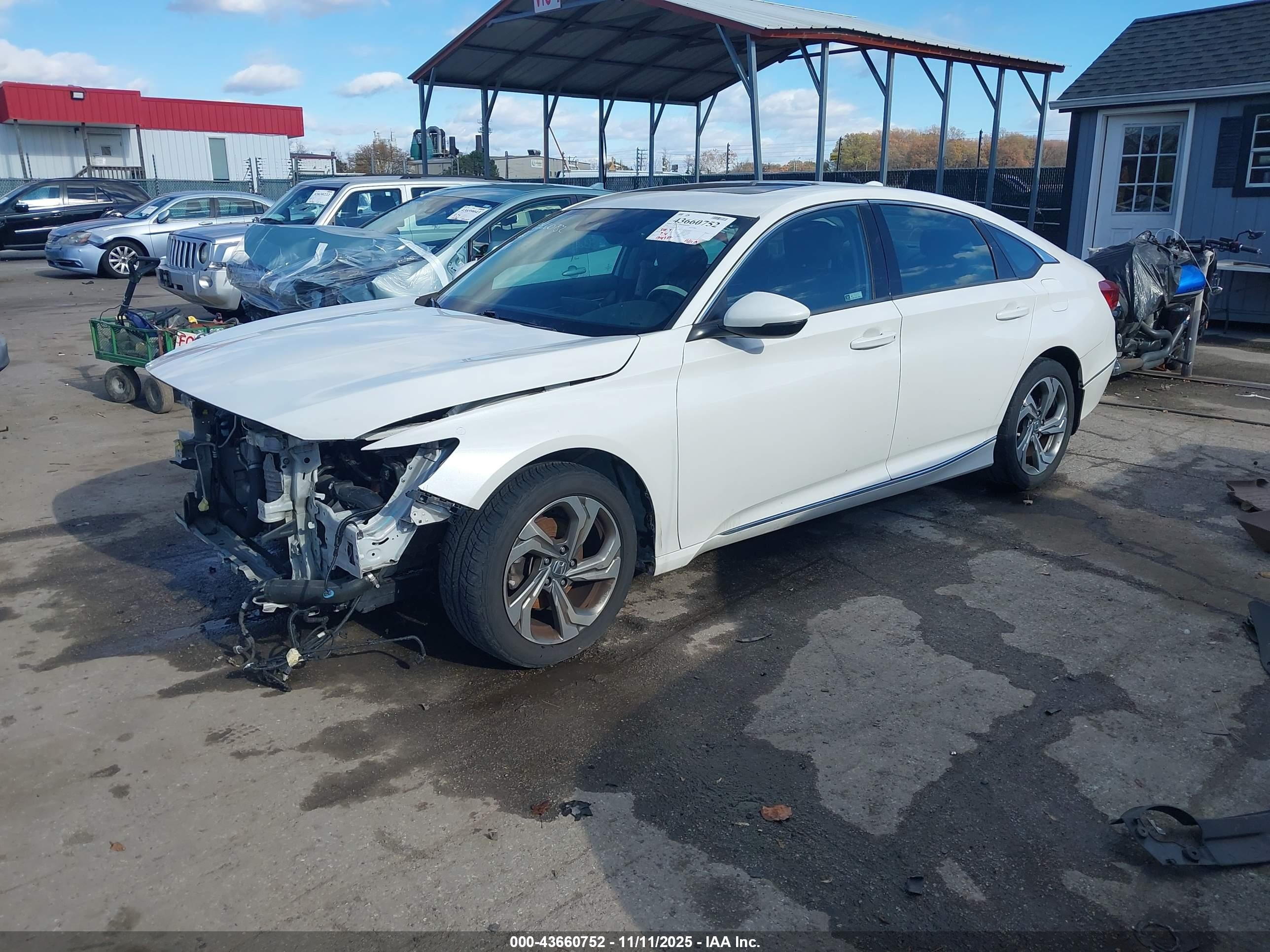 2018 Honda Accord Ex-l Белый vin: 1HGCV1F5XJA086826