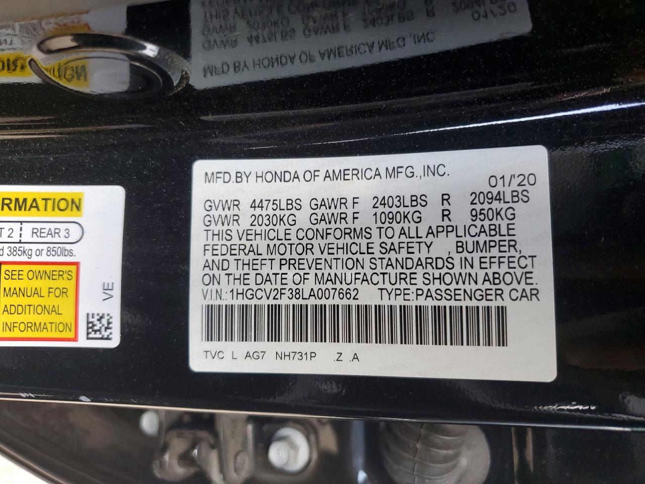 2020 Honda Accord Sport Black vin: 1HGCV2F38LA007662