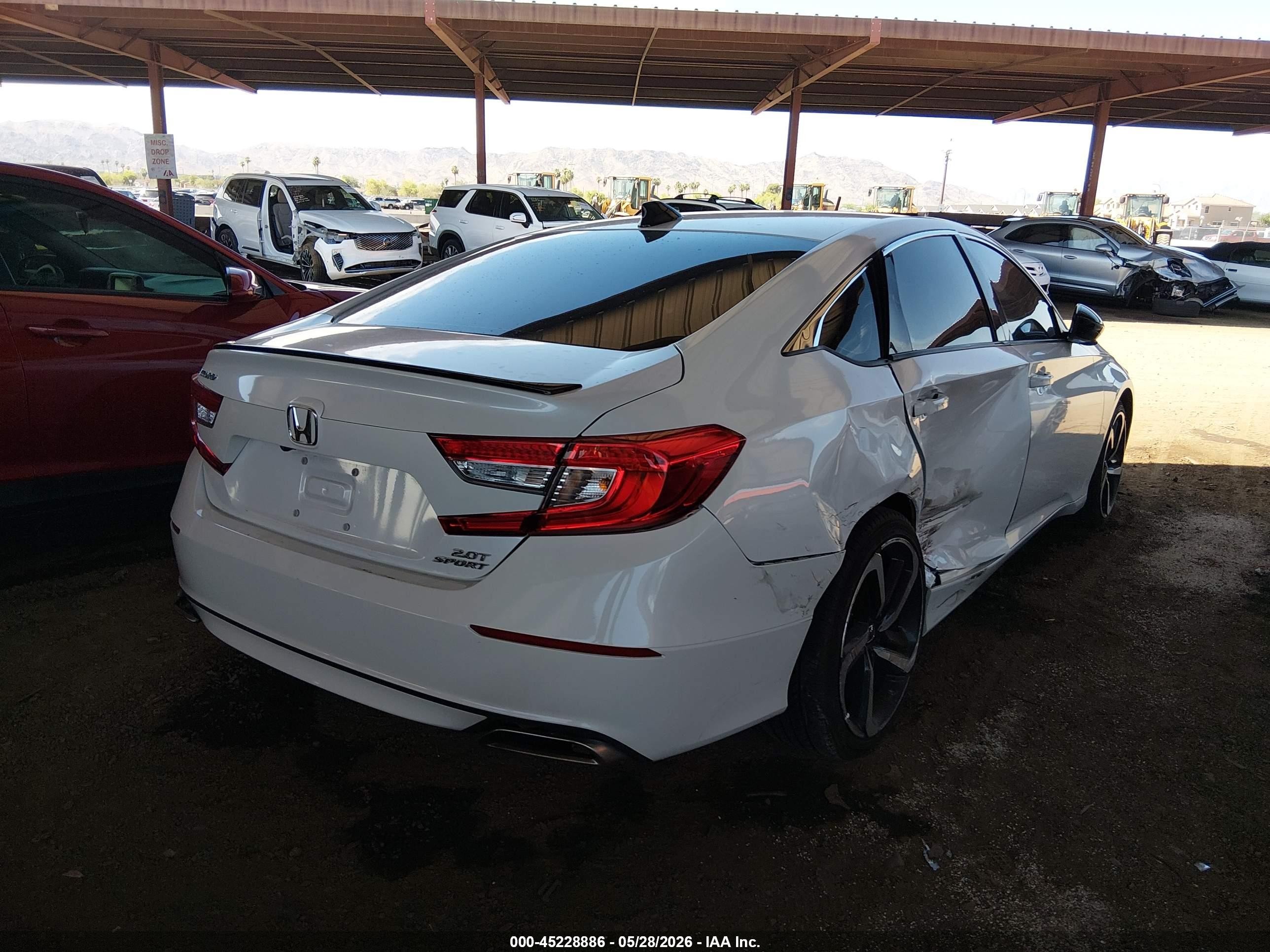 2021 Honda Accord Sport 2.0t White vin: 1HGCV2F39MA019885