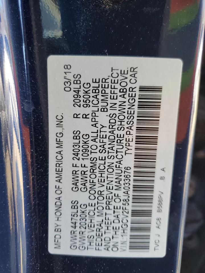2018 Honda Accord Exl Black vin: 1HGCV2F58JA033676