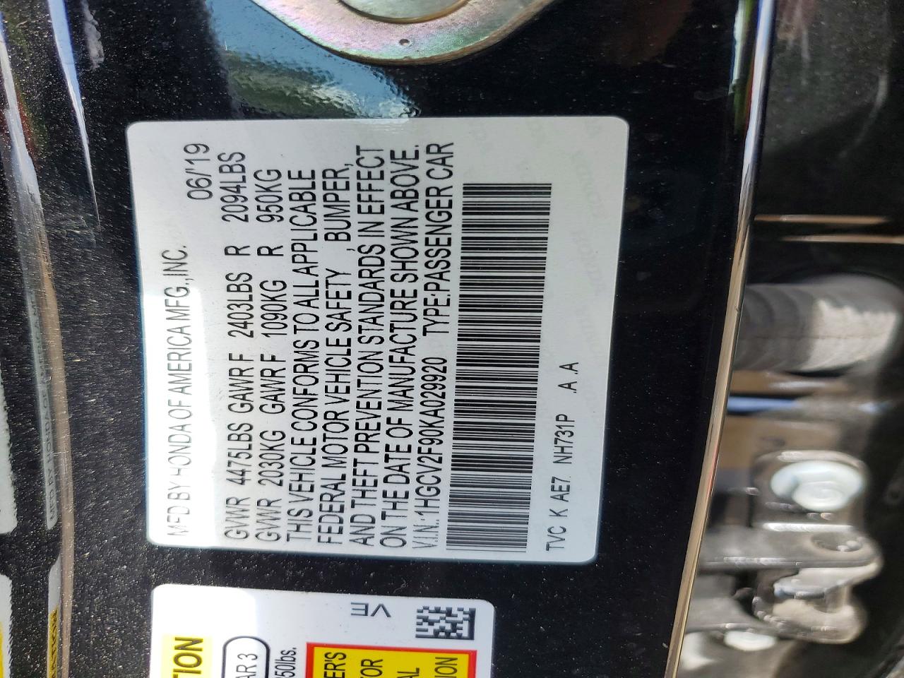 2019 Honda Accord Touring Black vin: 1HGCV2F90KA029920