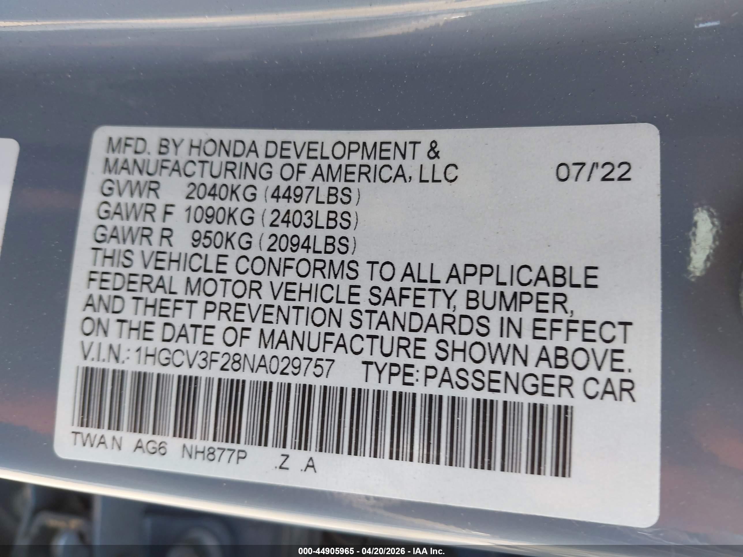 2022 Honda Accord Hybrid Sport Blue vin: 1HGCV3F28NA029757