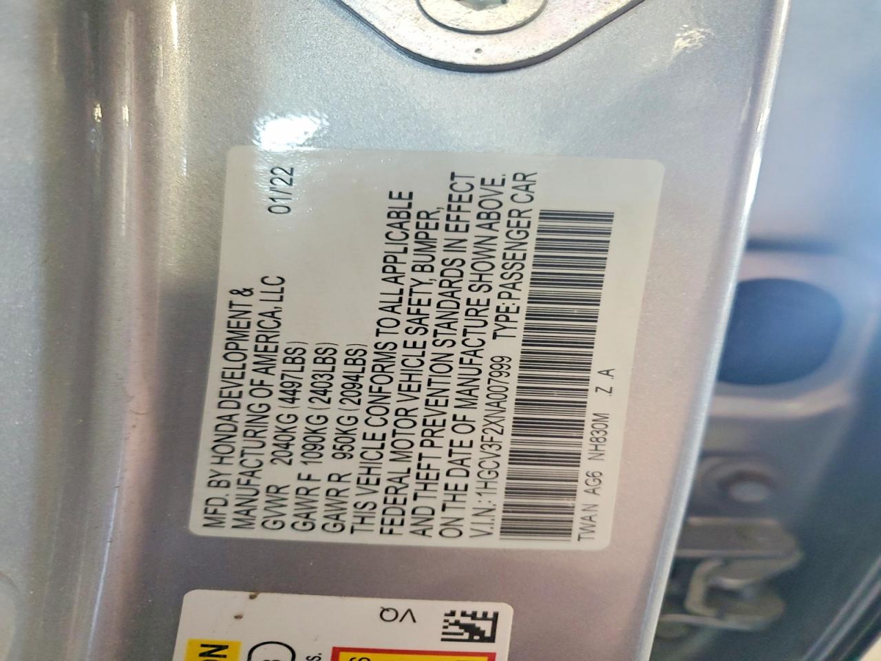 2022 Honda Accord Hybrid Sport Silver vin: 1HGCV3F2XNA007999