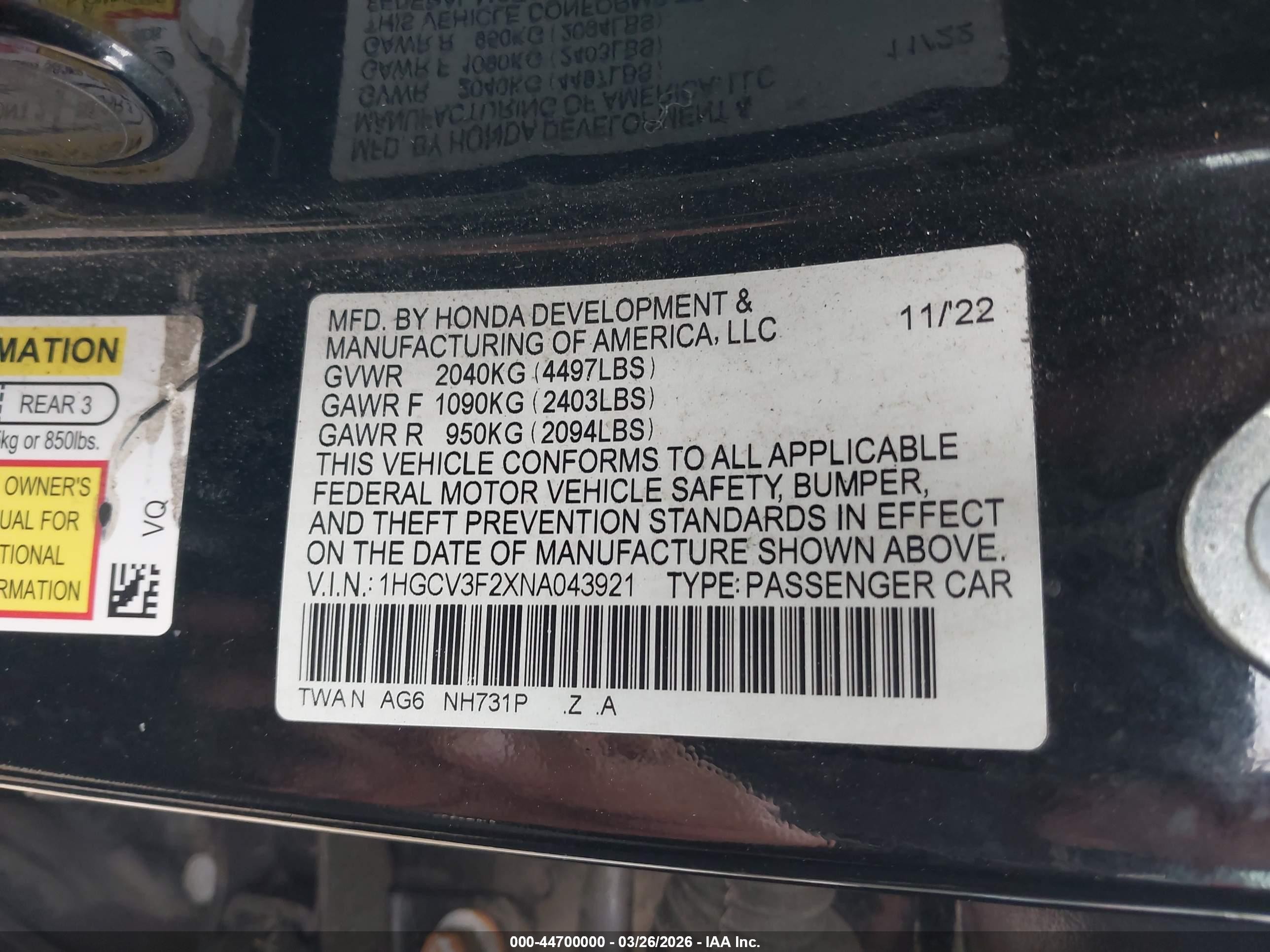 2022 Honda Accord Hybrid Sport Black vin: 1HGCV3F2XNA043921