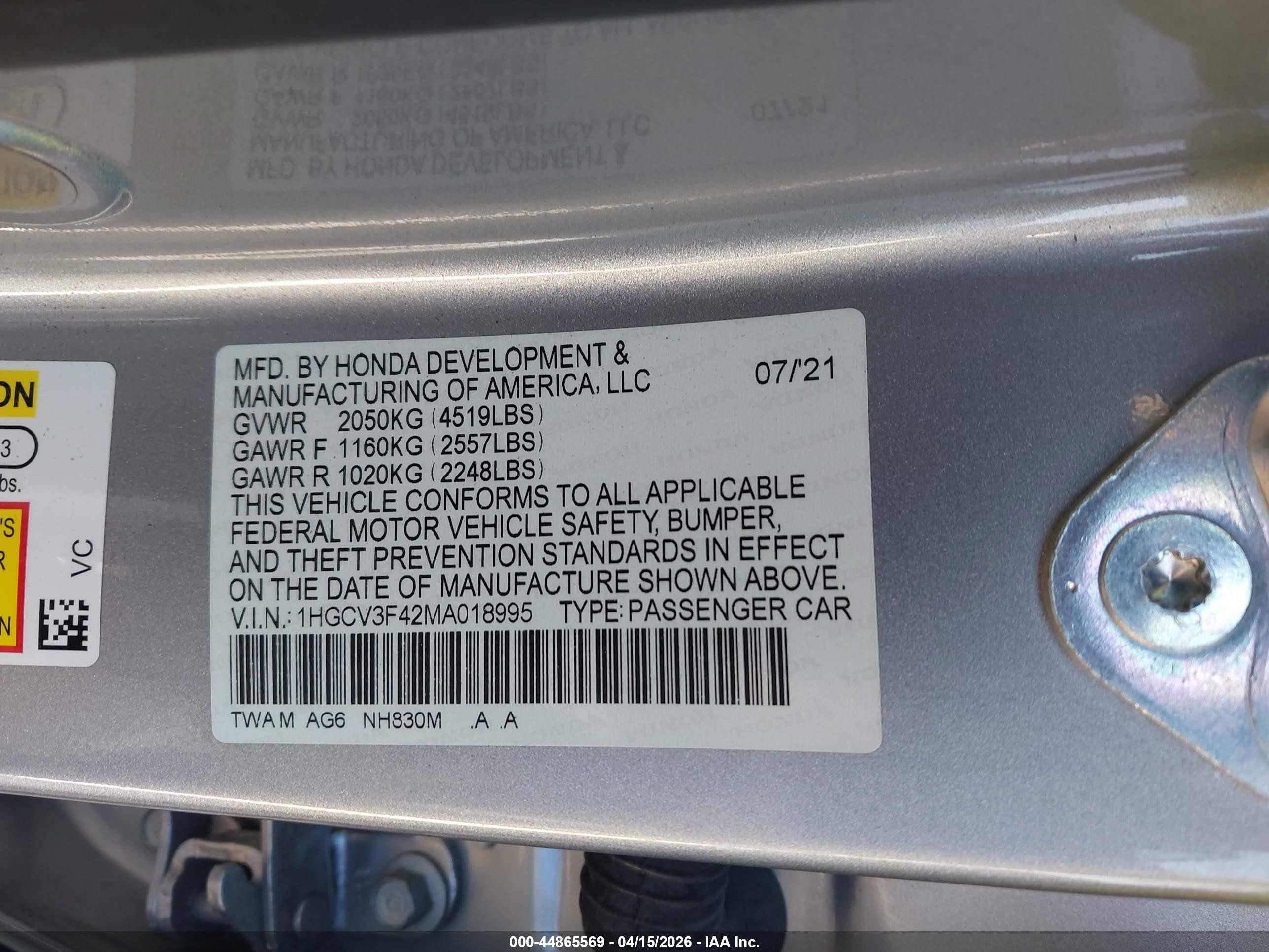 2021 Honda Accord Hybrid Ex Silver vin: 1HGCV3F42MA018995