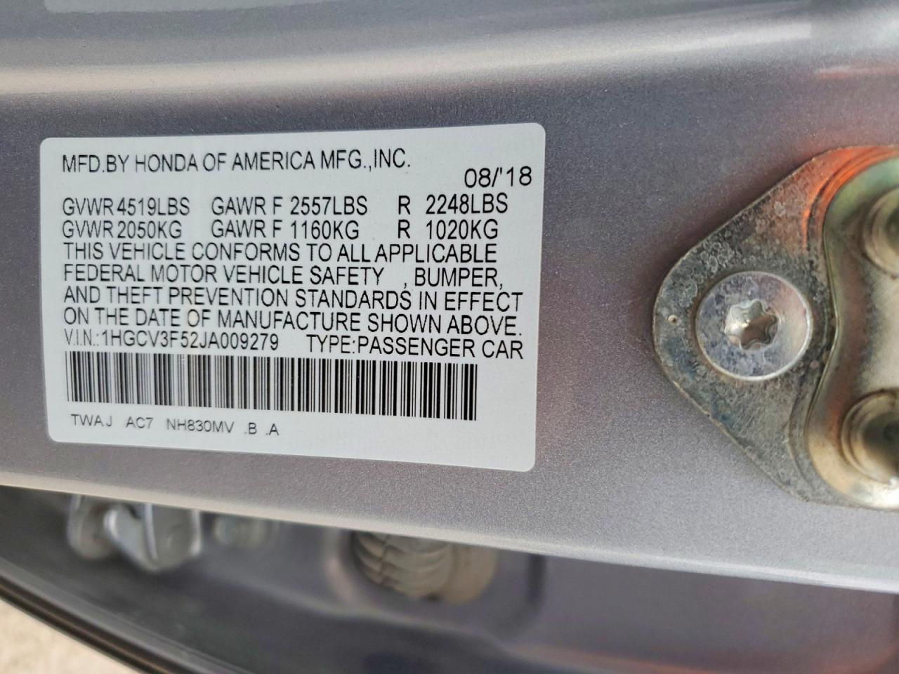 2018 Honda Accord Hybrid Exl Silver vin: 1HGCV3F52JA009279
