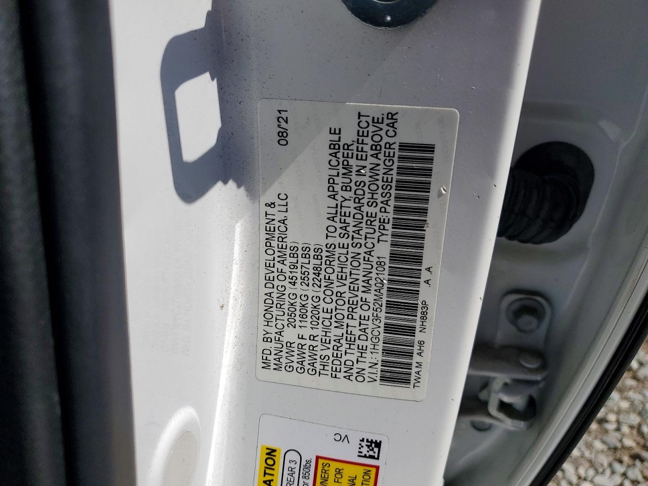 2021 Honda Accord Hybrid Exl White vin: 1HGCV3F52MA021081