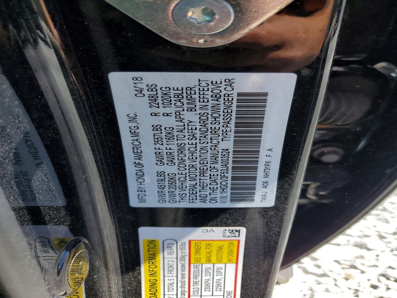 2018 Honda Accord Hybrid Exl Black vin: 1HGCV3F53JA003524