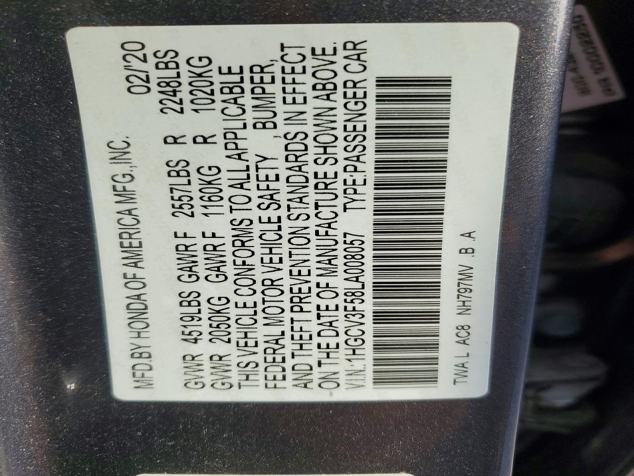 2020 Honda Accord Hybrid Exl Gray vin: 1HGCV3F58LA008057