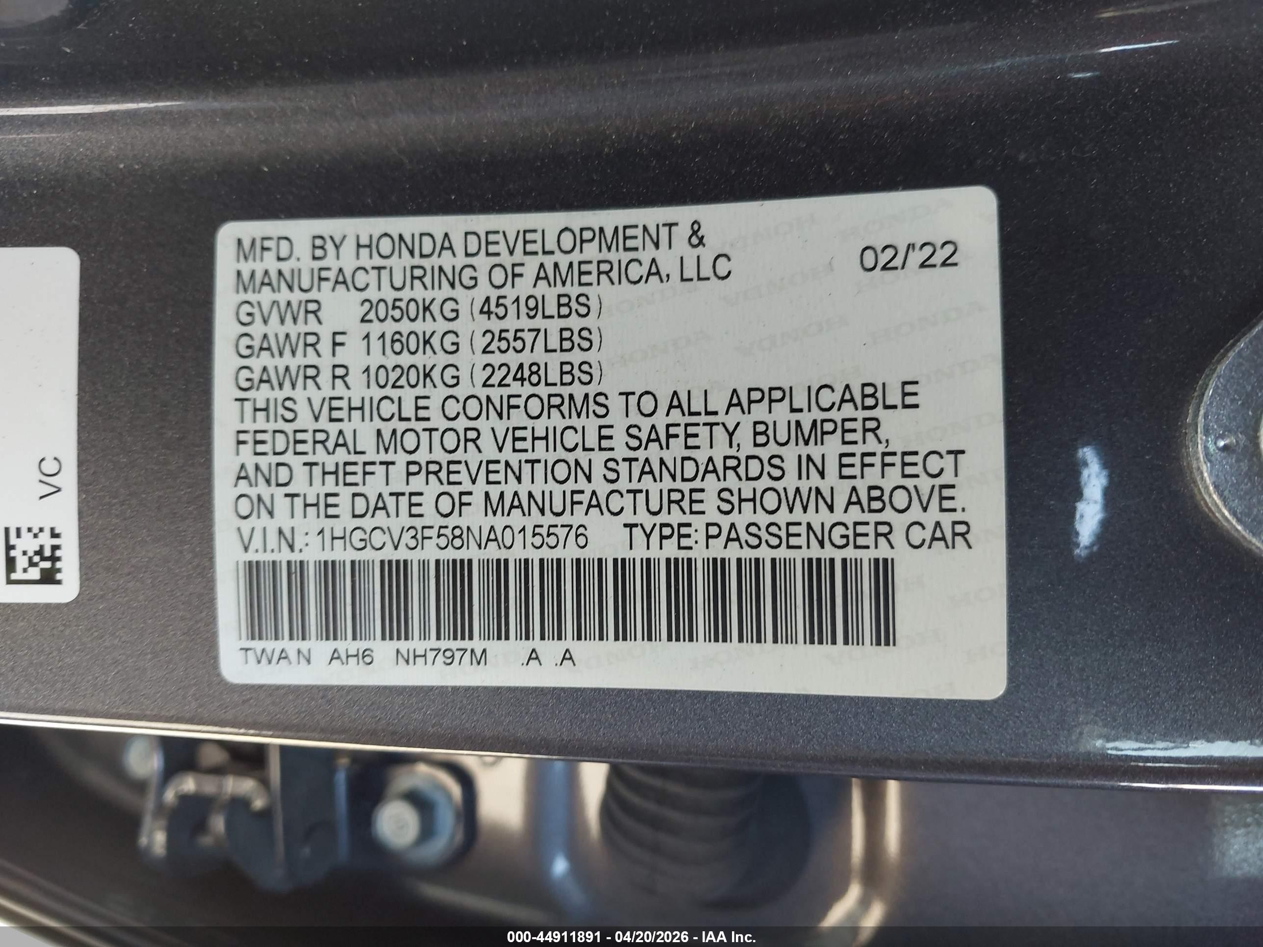 2022 Honda Accord Hybrid Ex-l Gray vin: 1HGCV3F58NA015576
