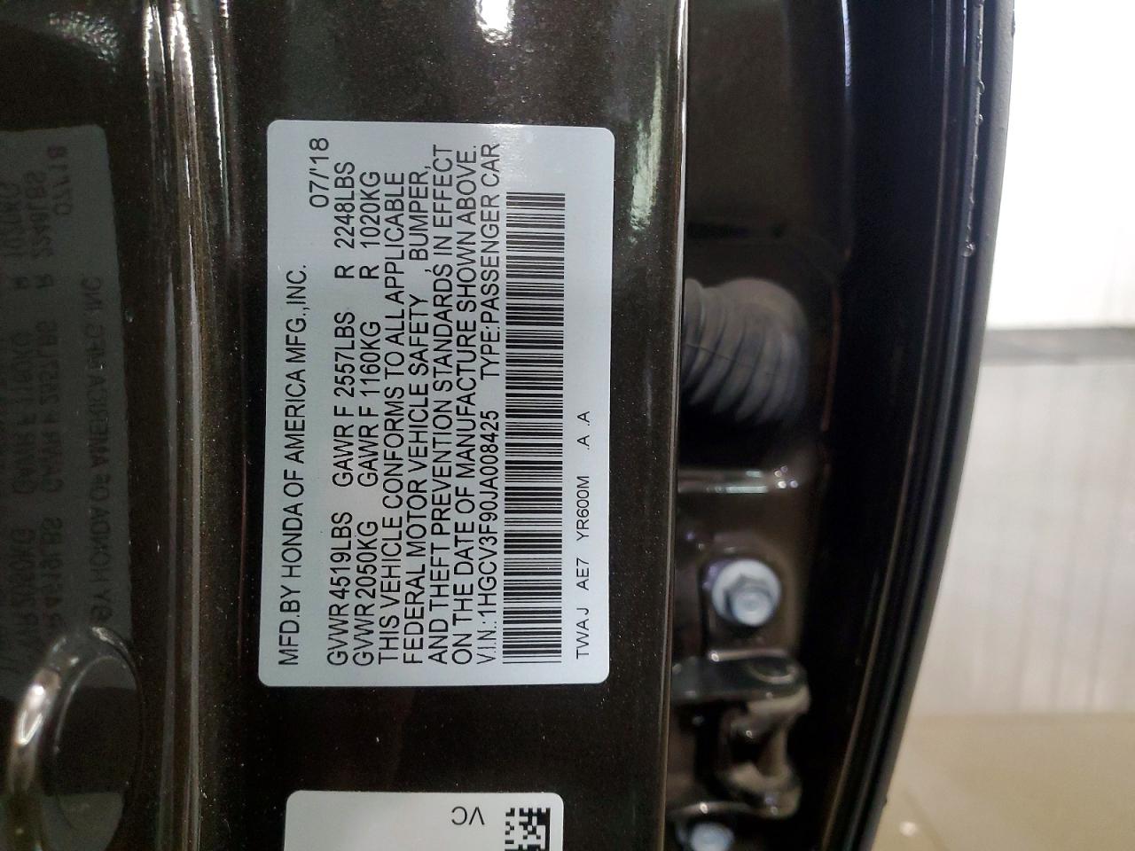 2018 Honda Accord Touring Hybrid Brown vin: 1HGCV3F90JA008425