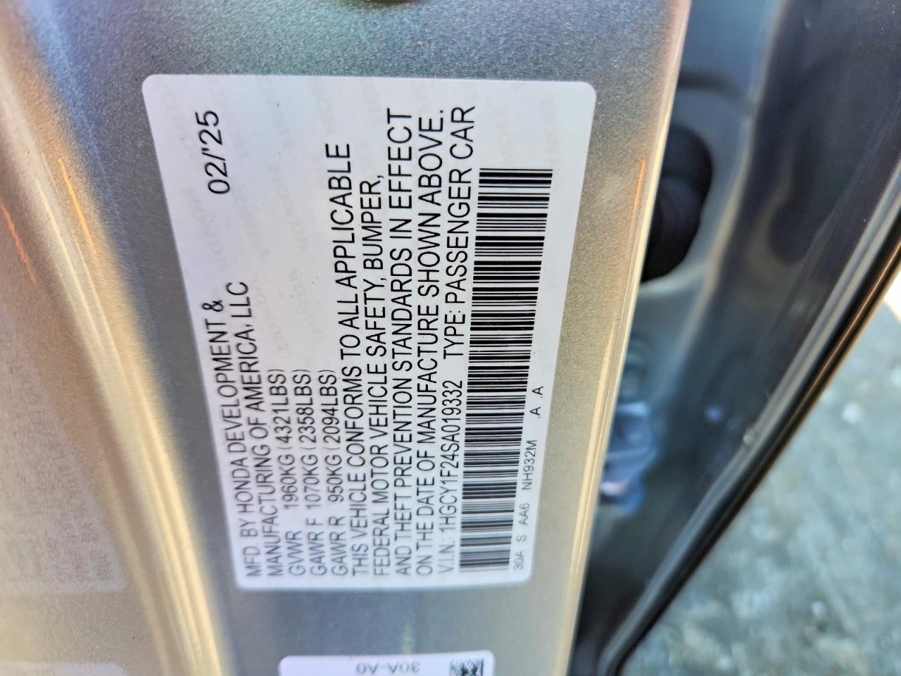 2025 Honda Accord Lx Silver vin: 1HGCY1F24SA019332